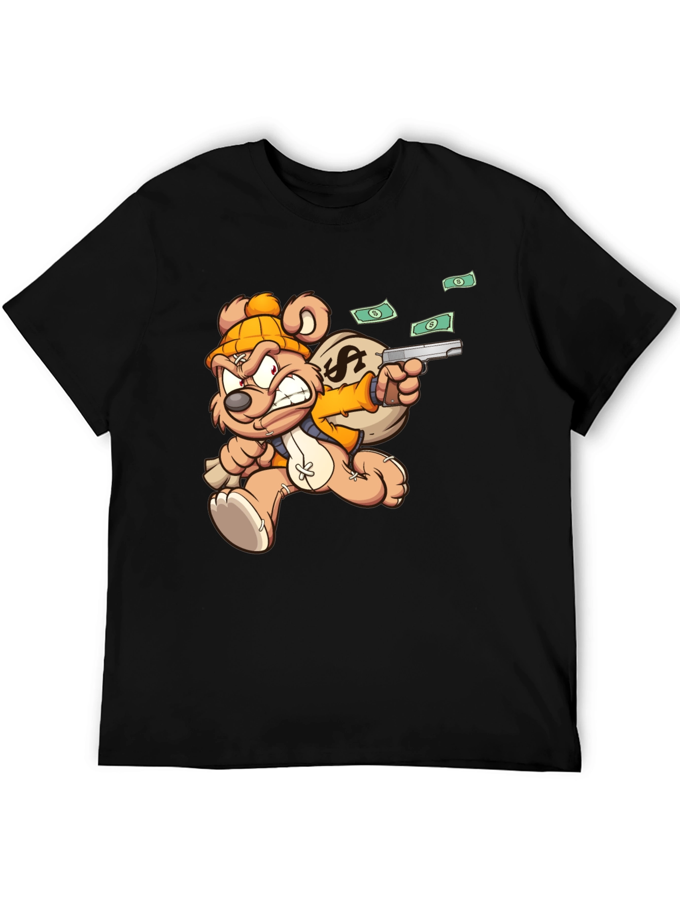 Cartoon Teddy Bear with Gun T-Shirt