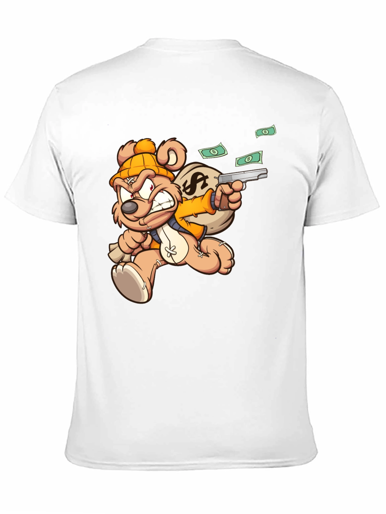 Cartoon Teddy Bear with Gun T-Shirt
