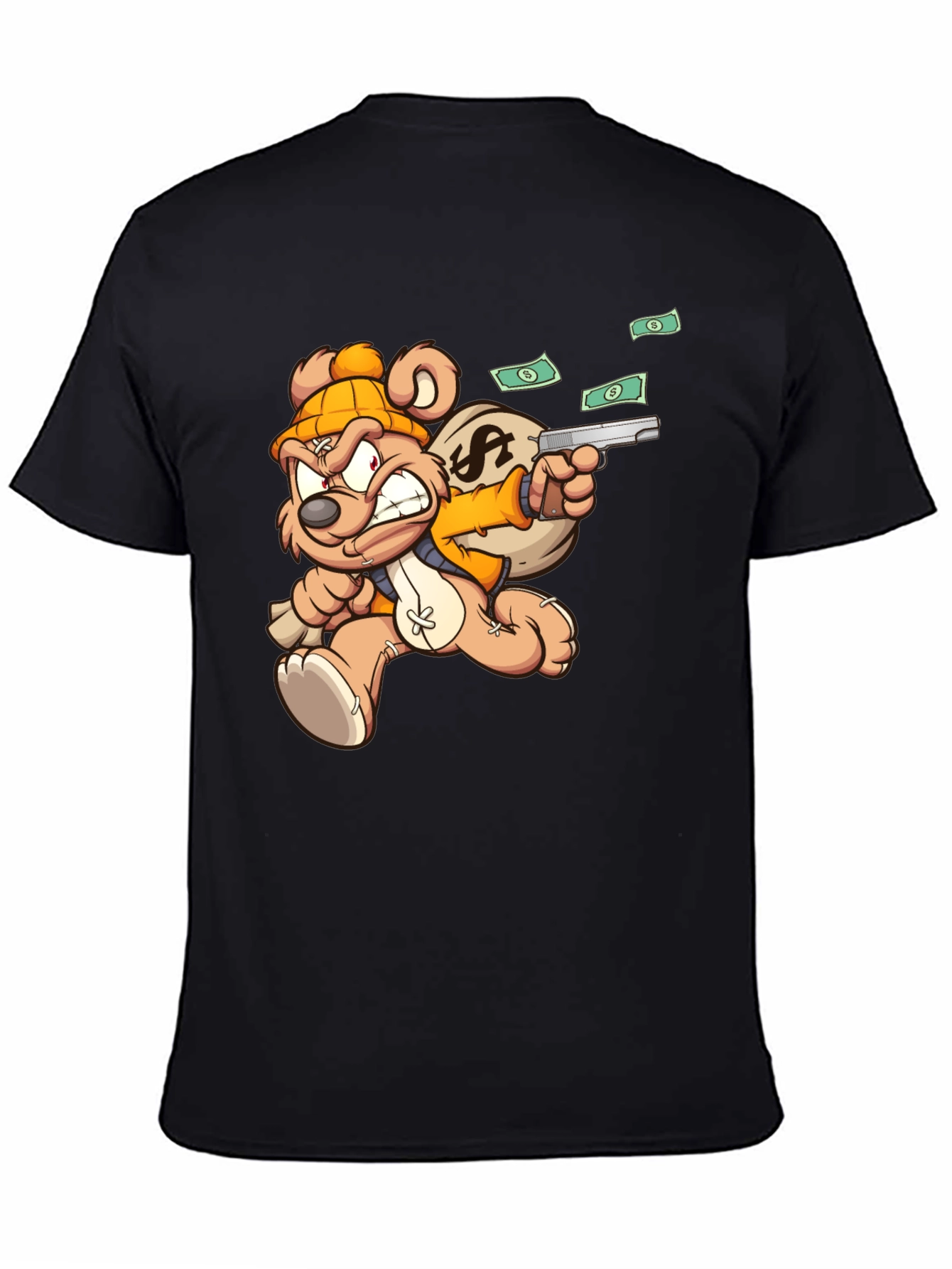Cartoon Teddy Bear with Gun T-Shirt