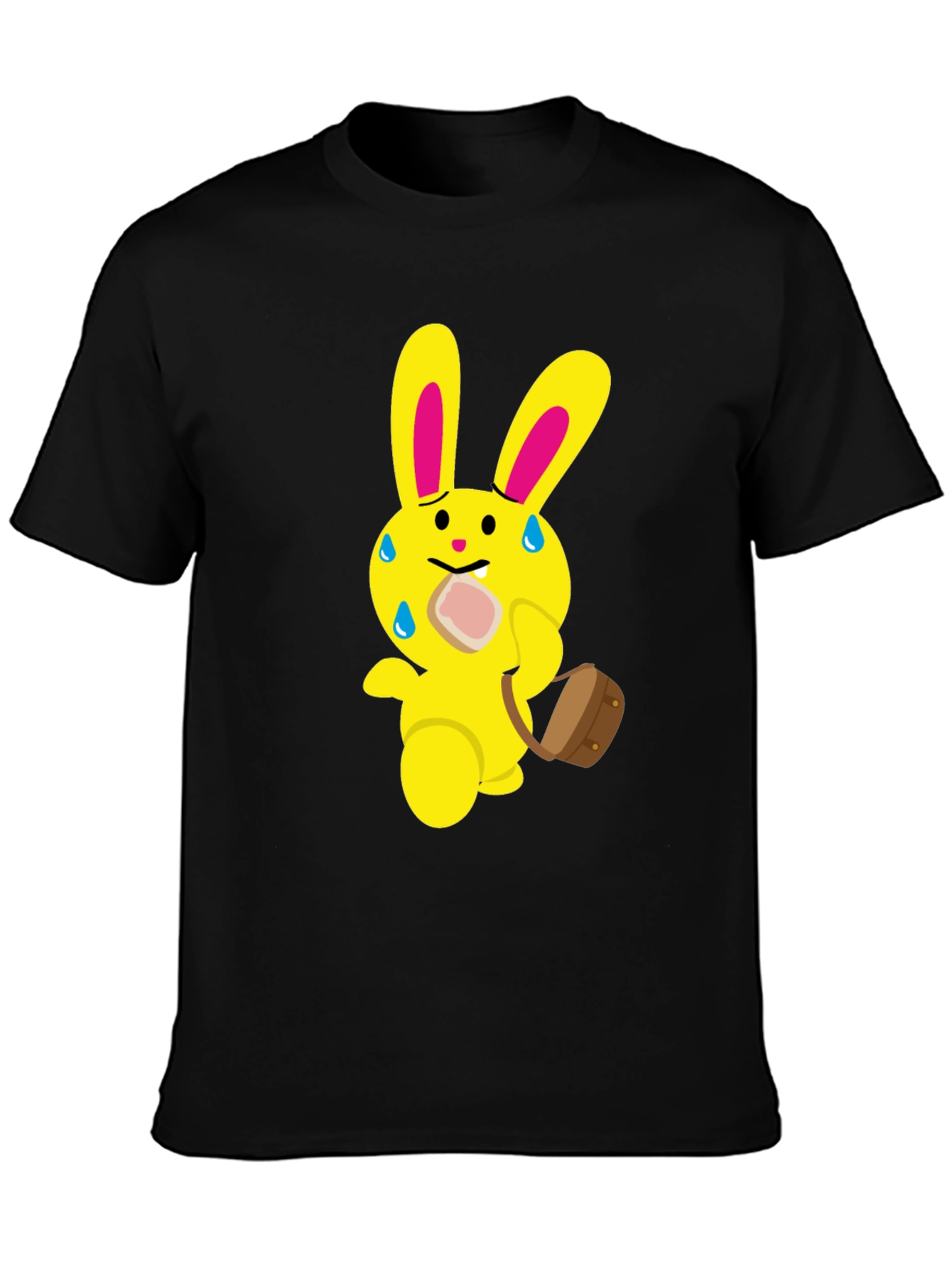 Funny Cartoon Rabbit T-Shirt - Black