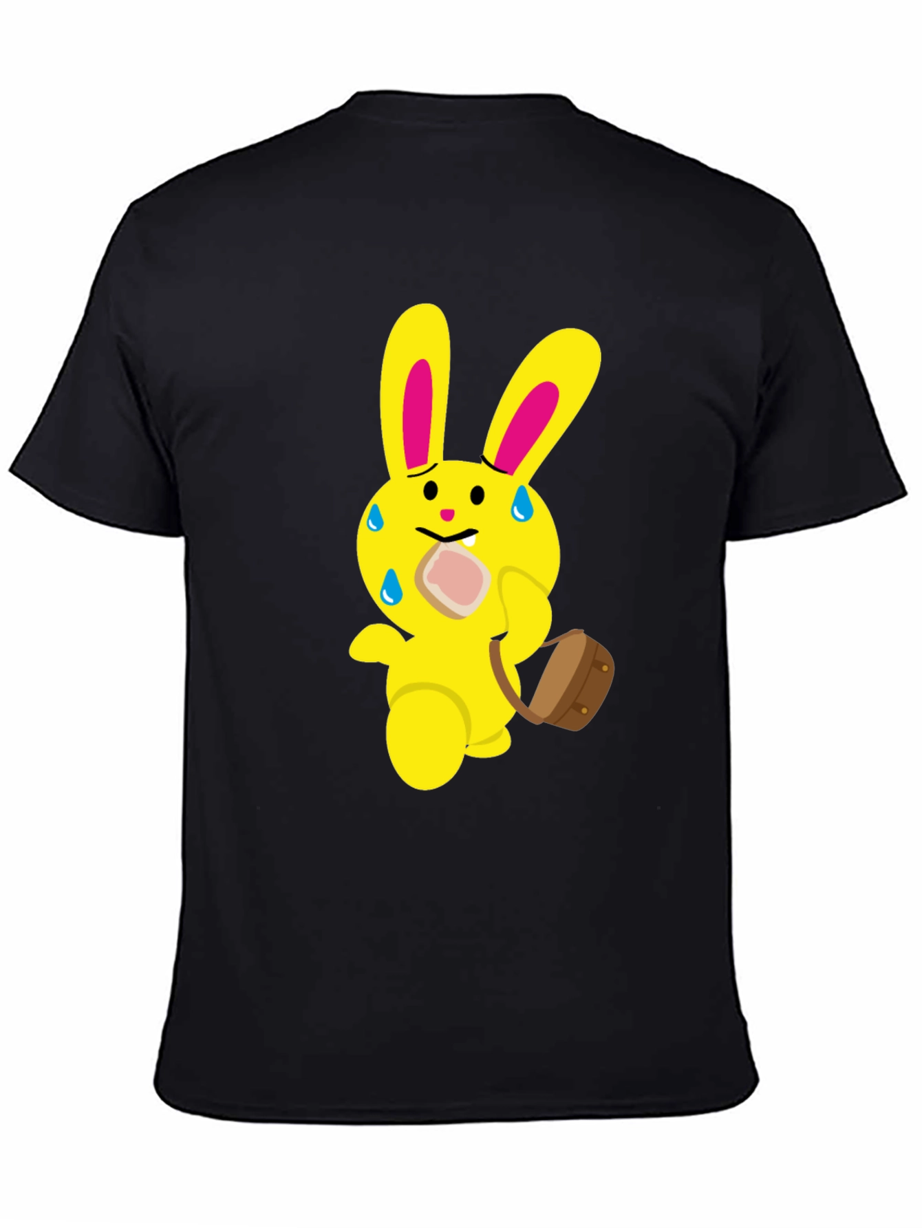 Funny Cartoon Rabbit T-Shirt - Black