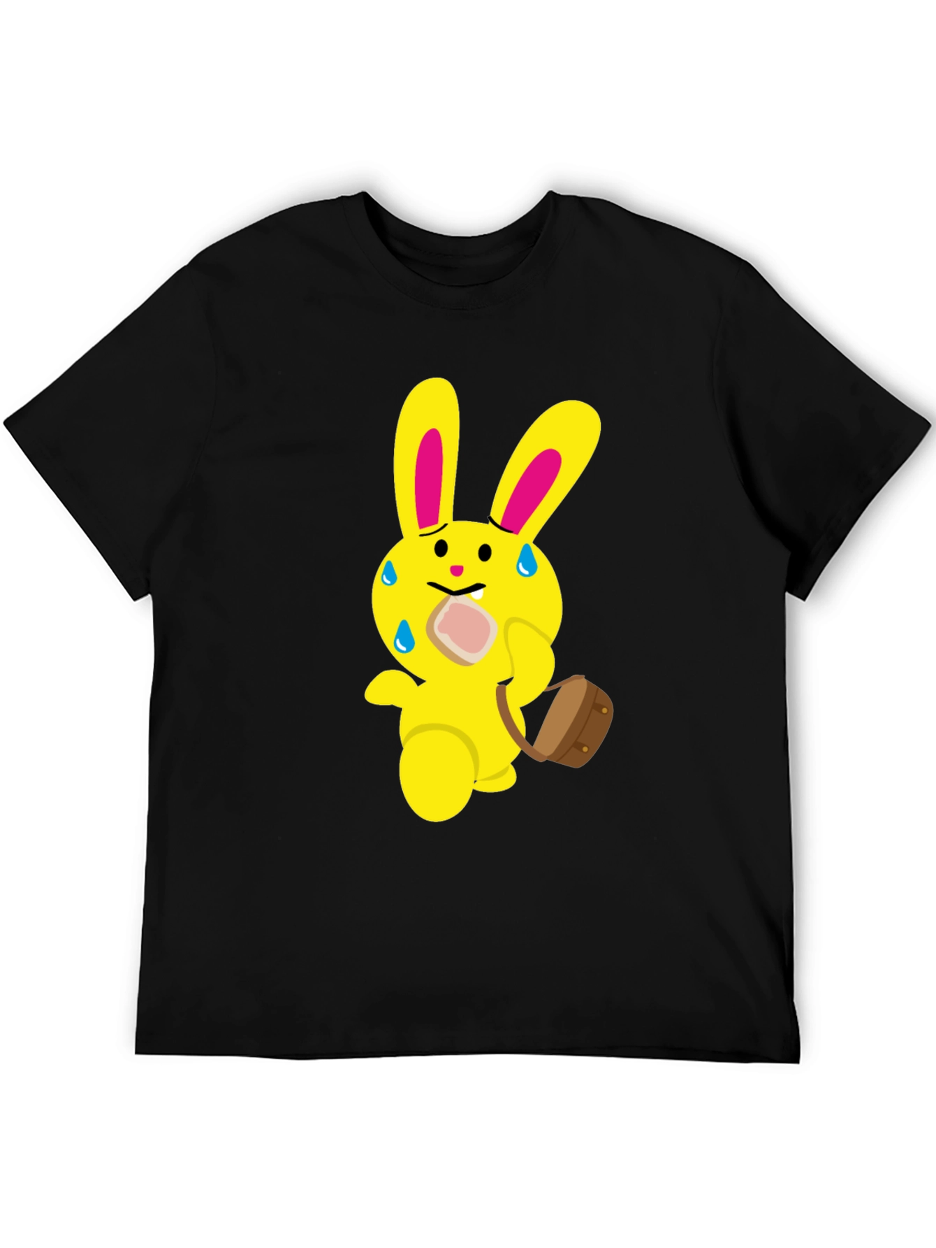 Funny Cartoon Rabbit T-Shirt - Black