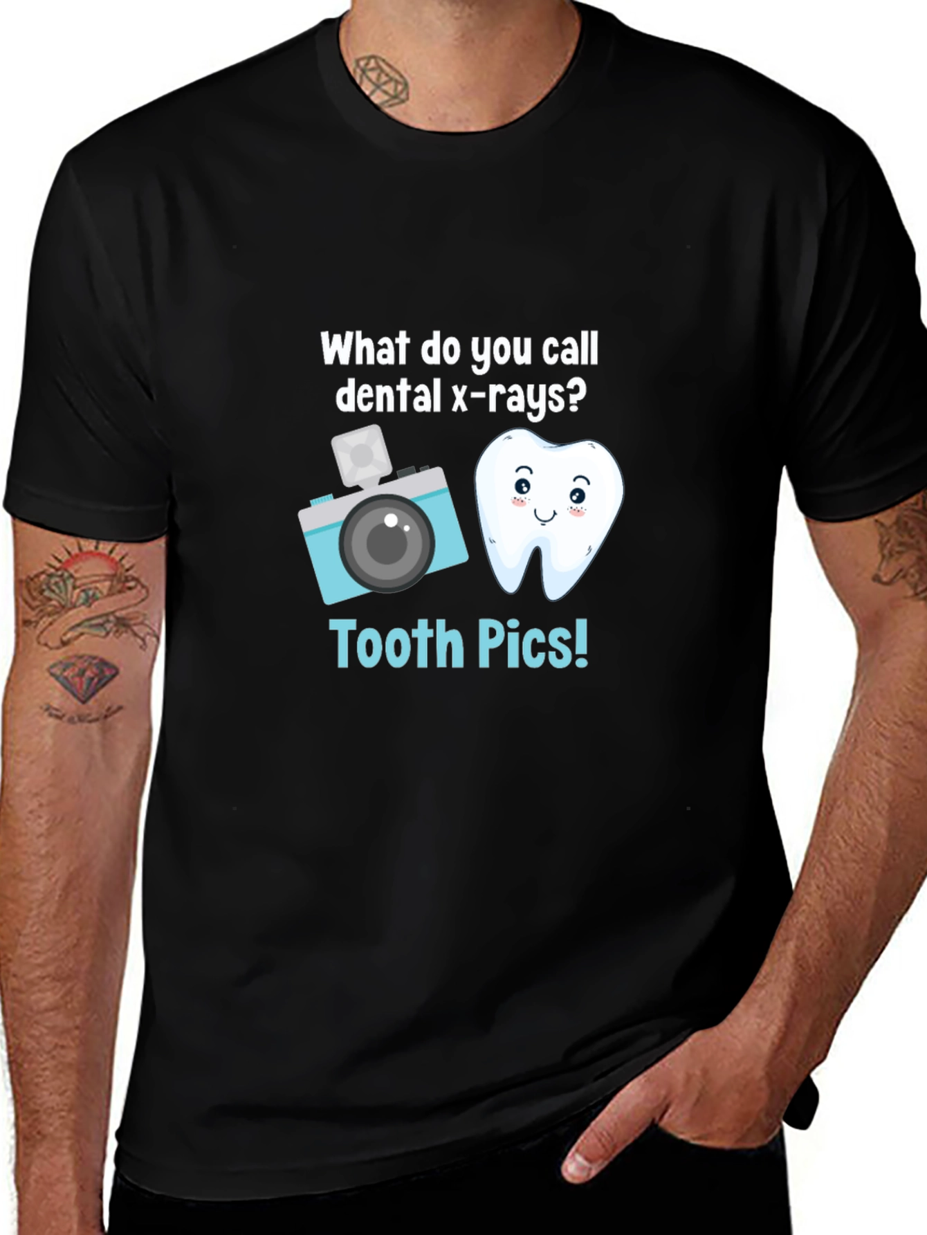 Tooth Pics Dental Pun T-Shirt - Black
