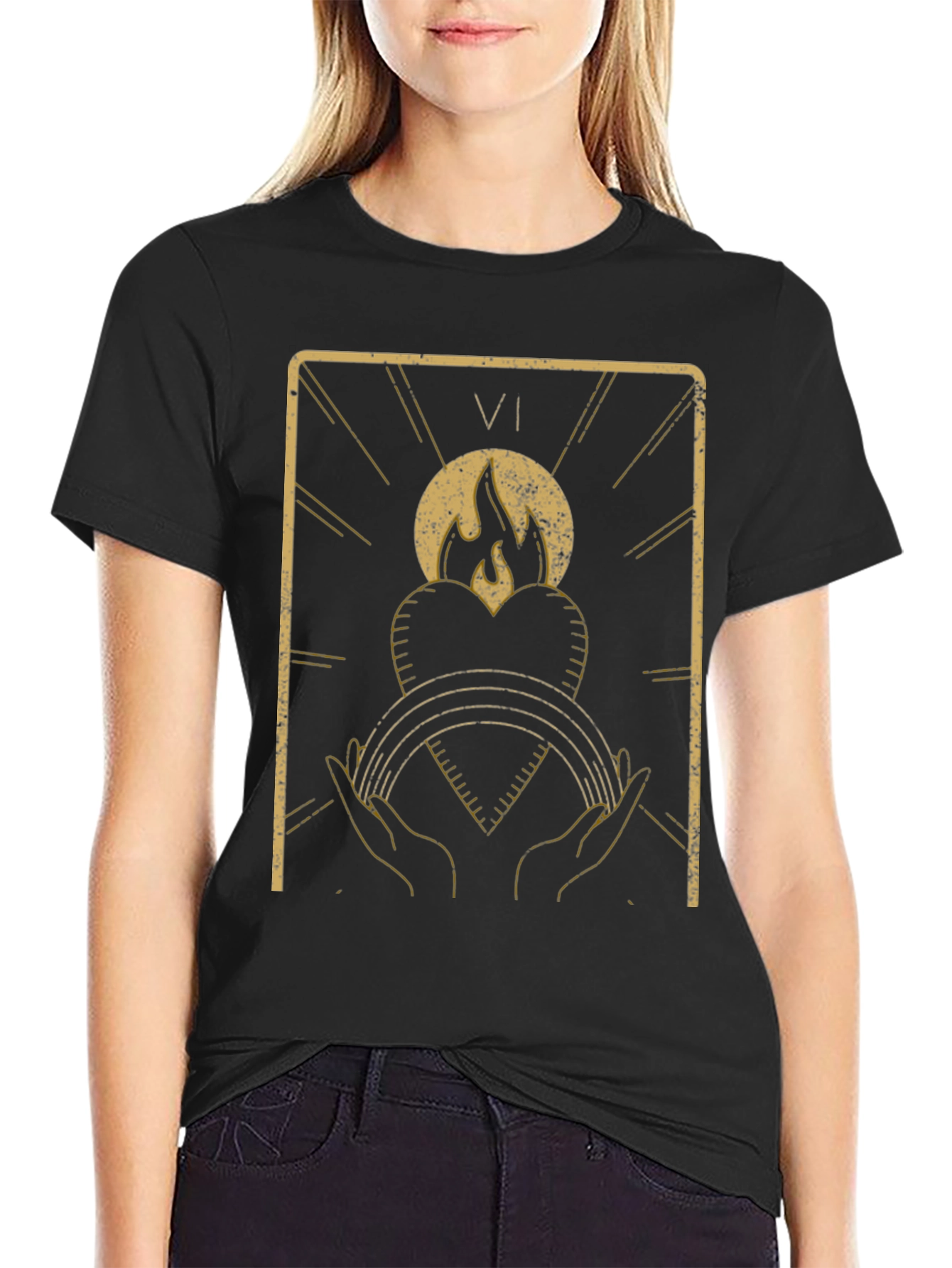 Tarot Card Inspired Graphic T-Shirt - Black