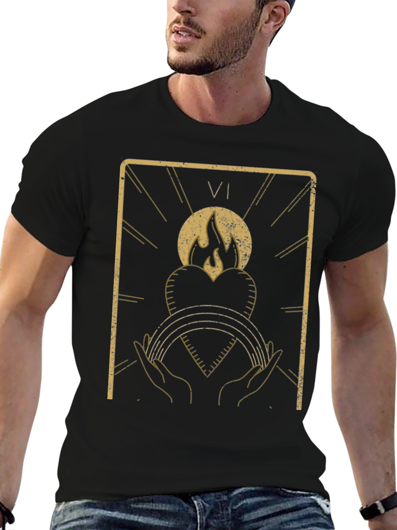Tarot Card Inspired Graphic T-Shirt - Black