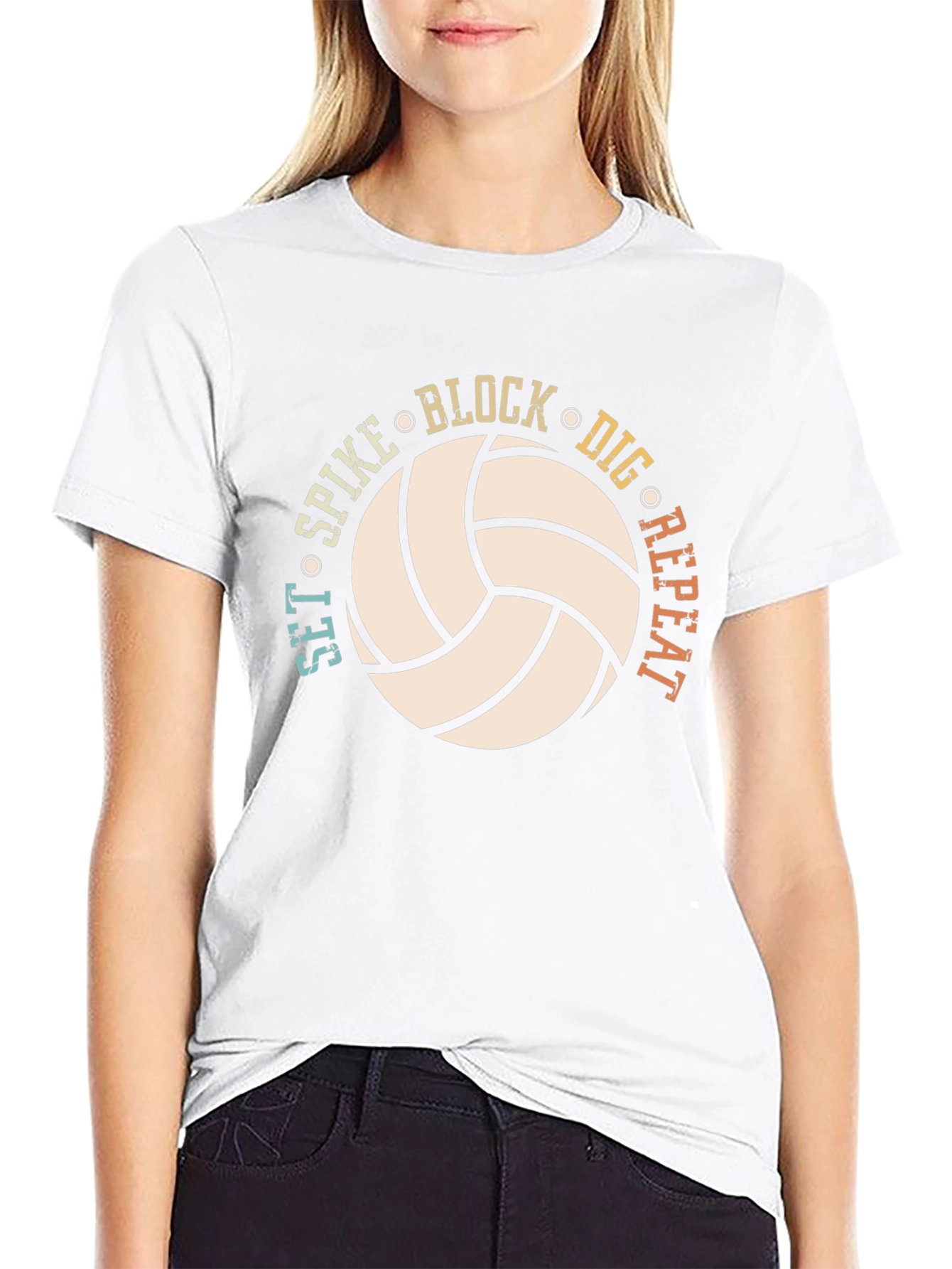 Volleyball Graphic T-Shirt - Set Spike Block Dig Repeat!