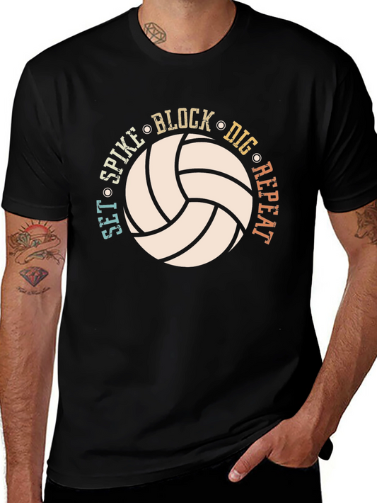 Volleyball Graphic T-Shirt - Set Spike Block Dig Repeat!