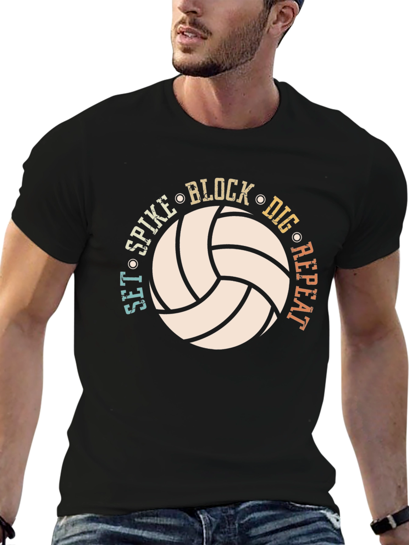 Volleyball Graphic T-Shirt - Set Spike Block Dig Repeat!