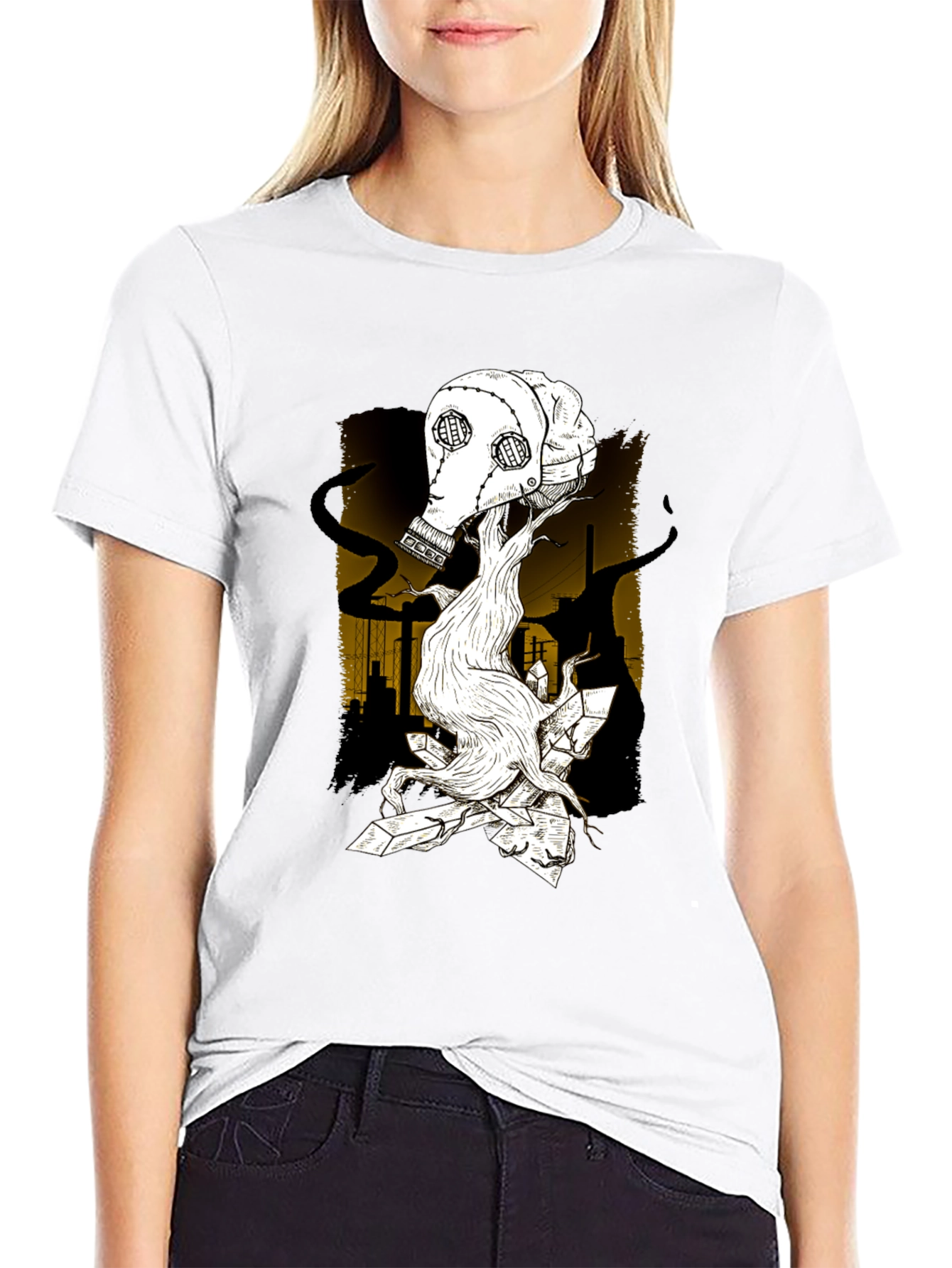 Apocalyptic Gas Mask Graphic T-Shirt