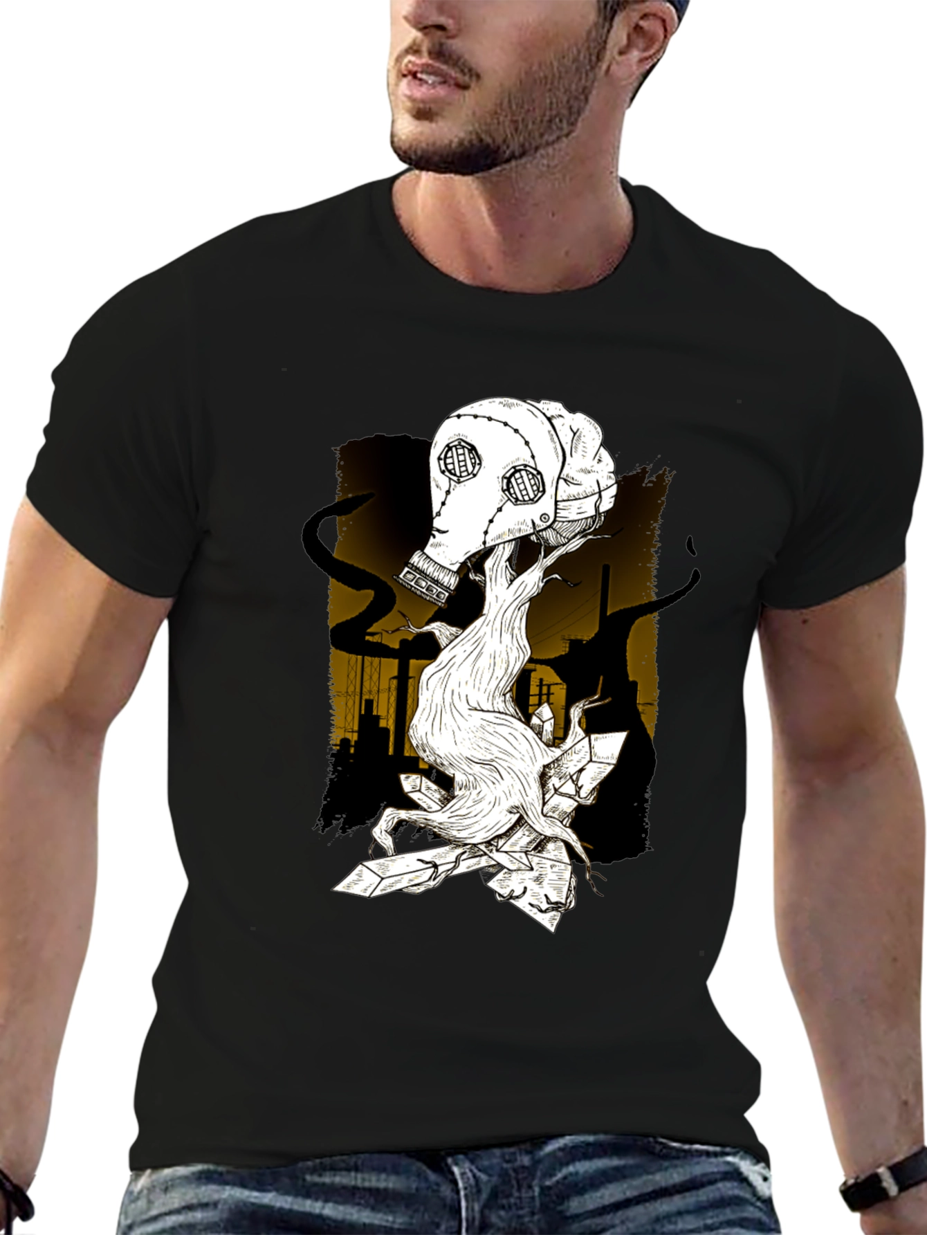 Apocalyptic Gas Mask Graphic T-Shirt