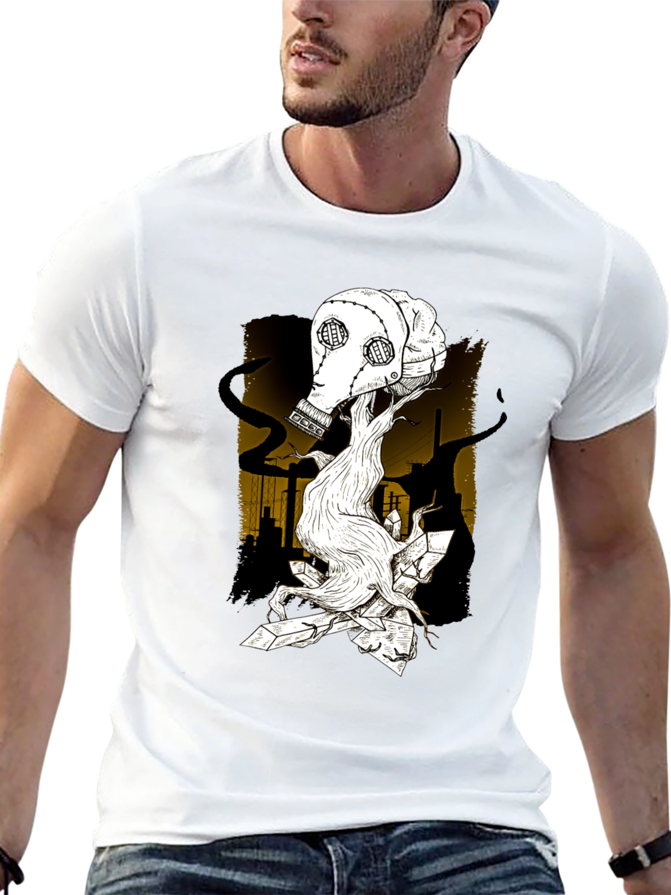 Apocalyptic Gas Mask Graphic T-Shirt