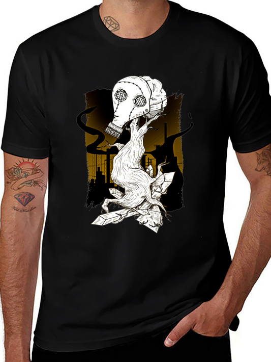 Apocalyptic Gas Mask Graphic T-Shirt