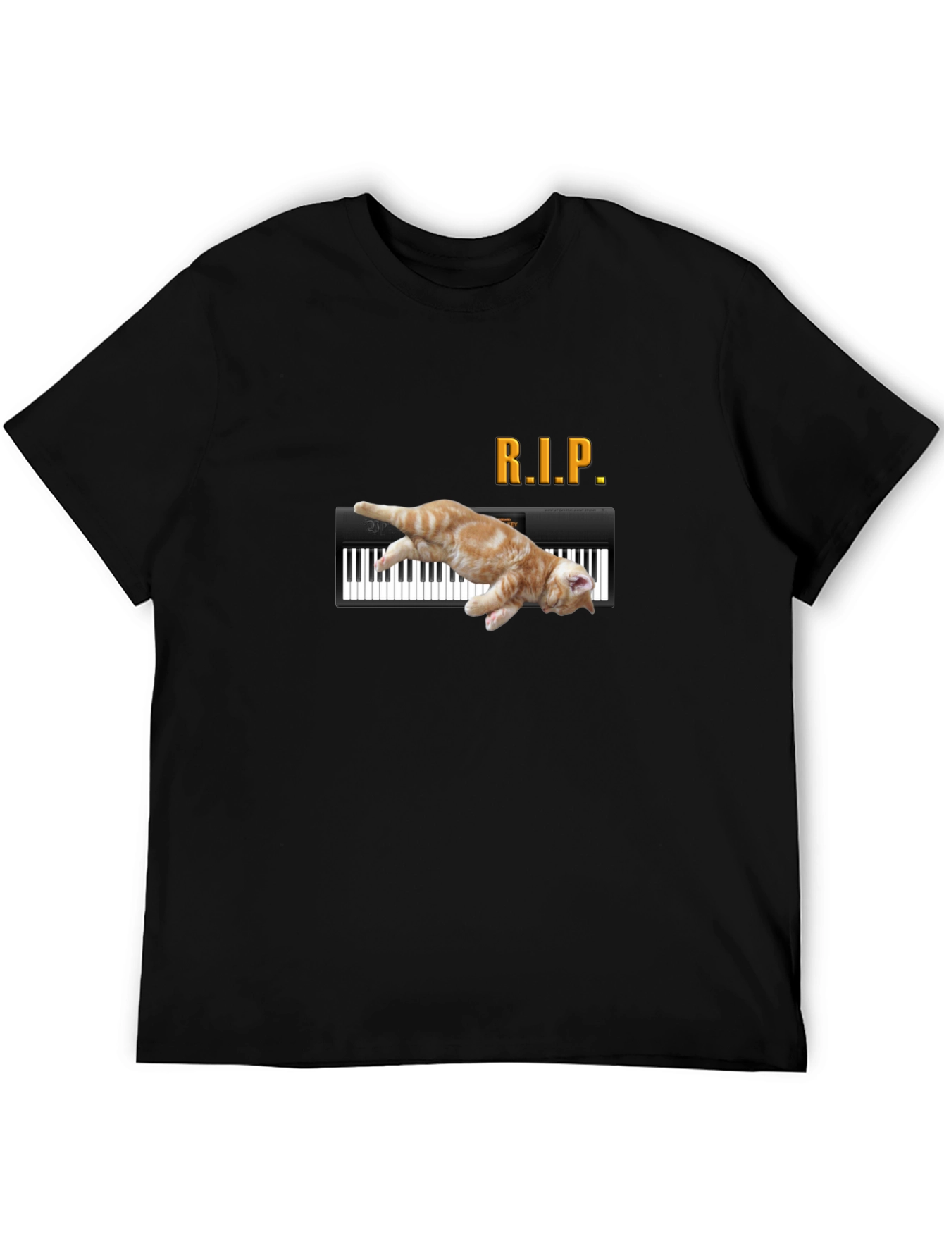 RIP Cat Piano Funny Graphic T-Shirt