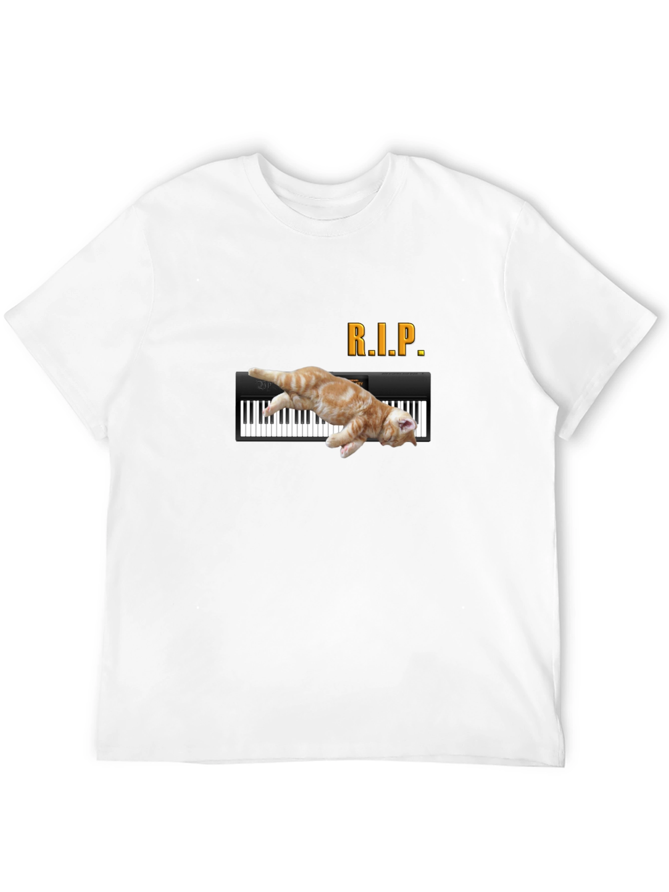 RIP Cat Piano Funny Graphic T-Shirt