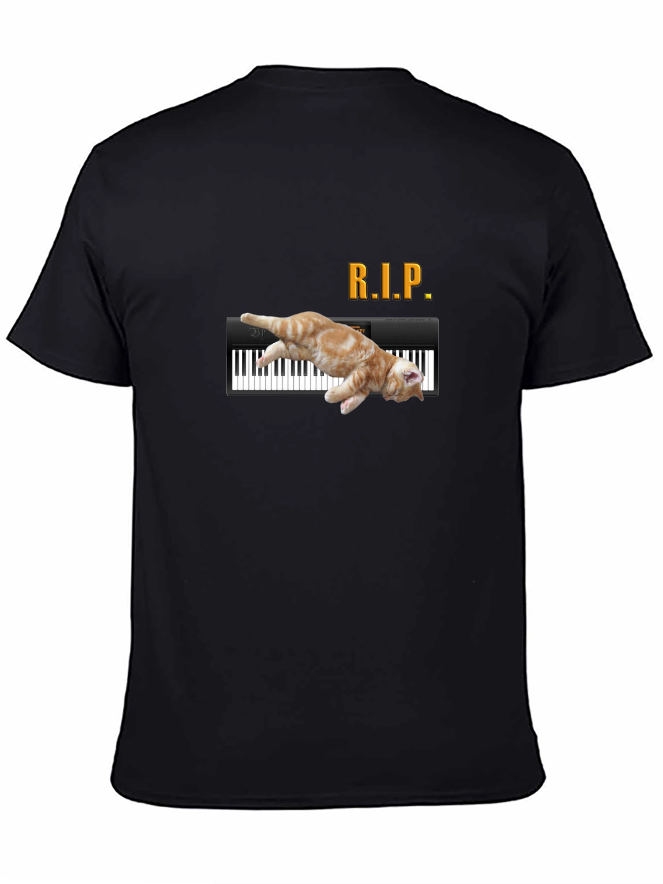 RIP Cat Piano Funny Graphic T-Shirt