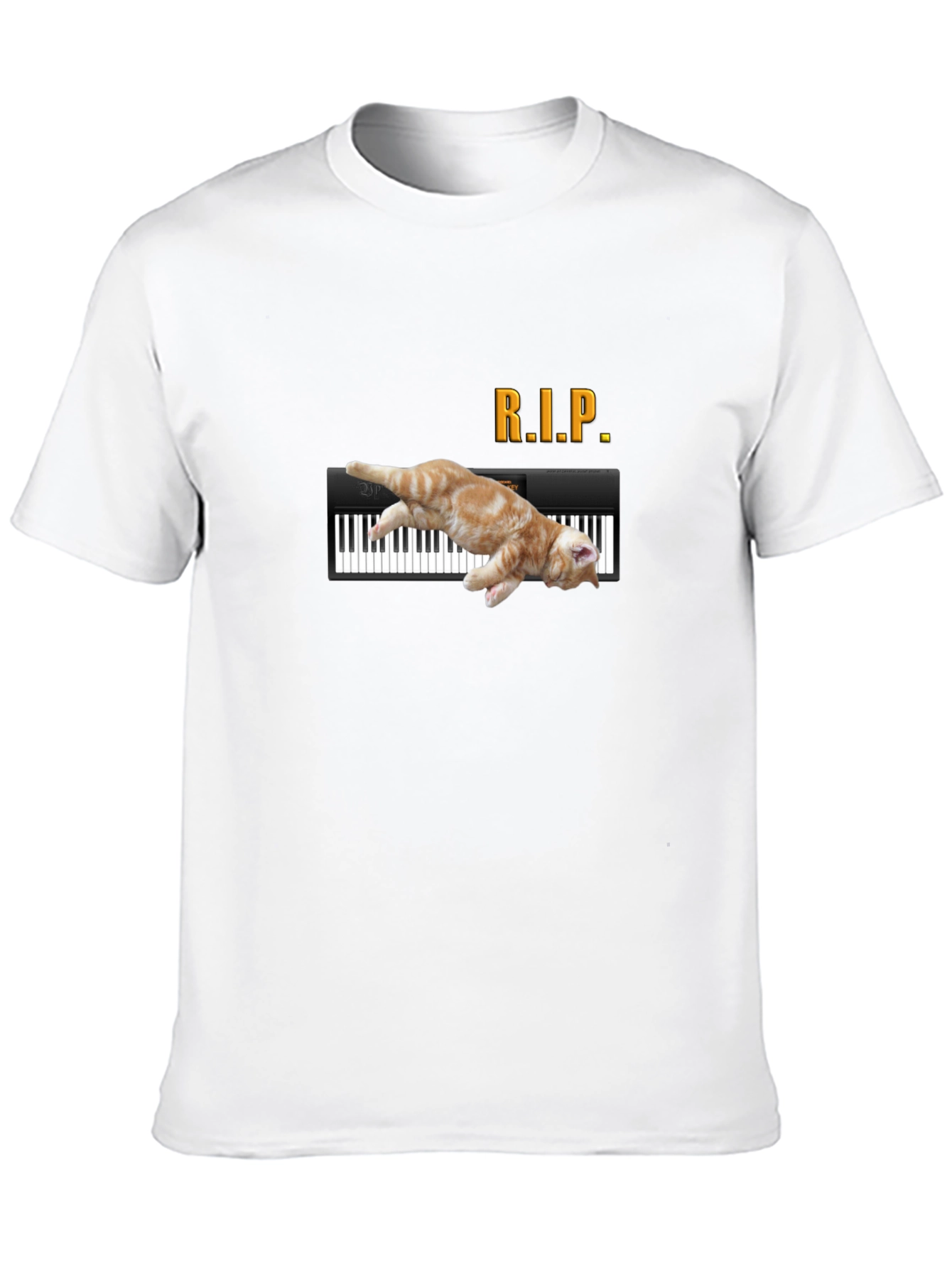 RIP Cat Piano Funny Graphic T-Shirt