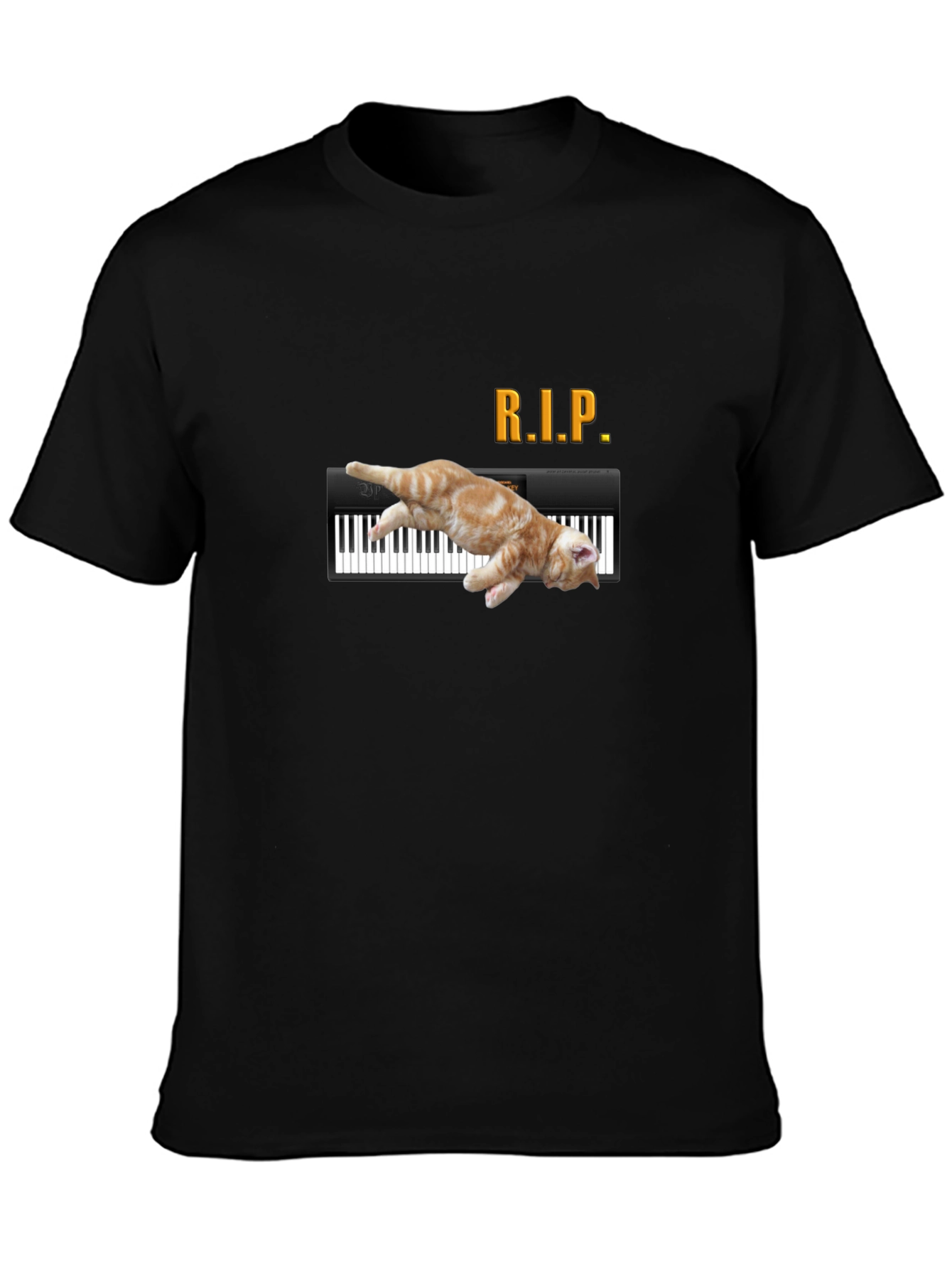 RIP Cat Piano Funny Graphic T-Shirt