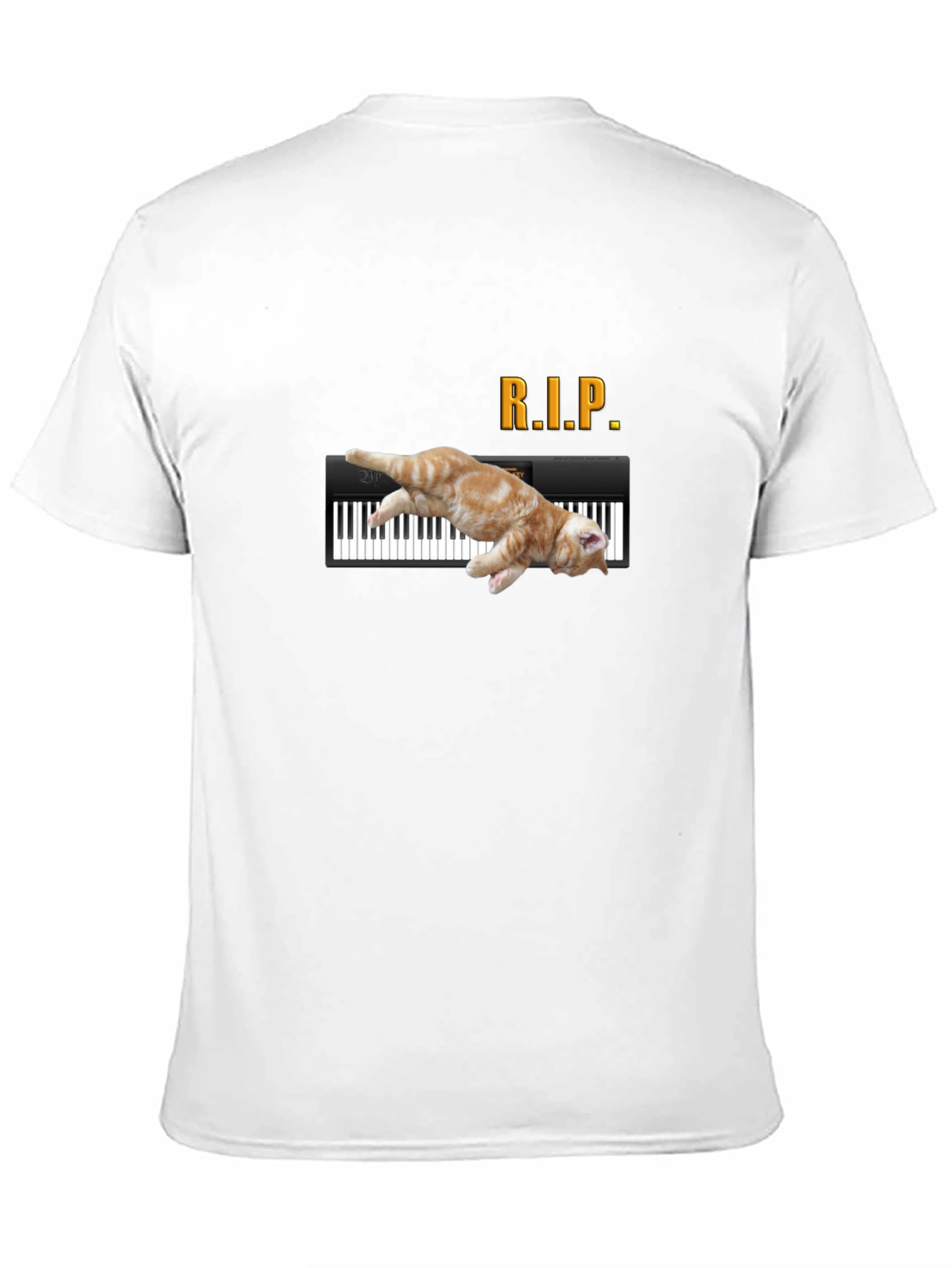 RIP Cat Piano Funny Graphic T-Shirt