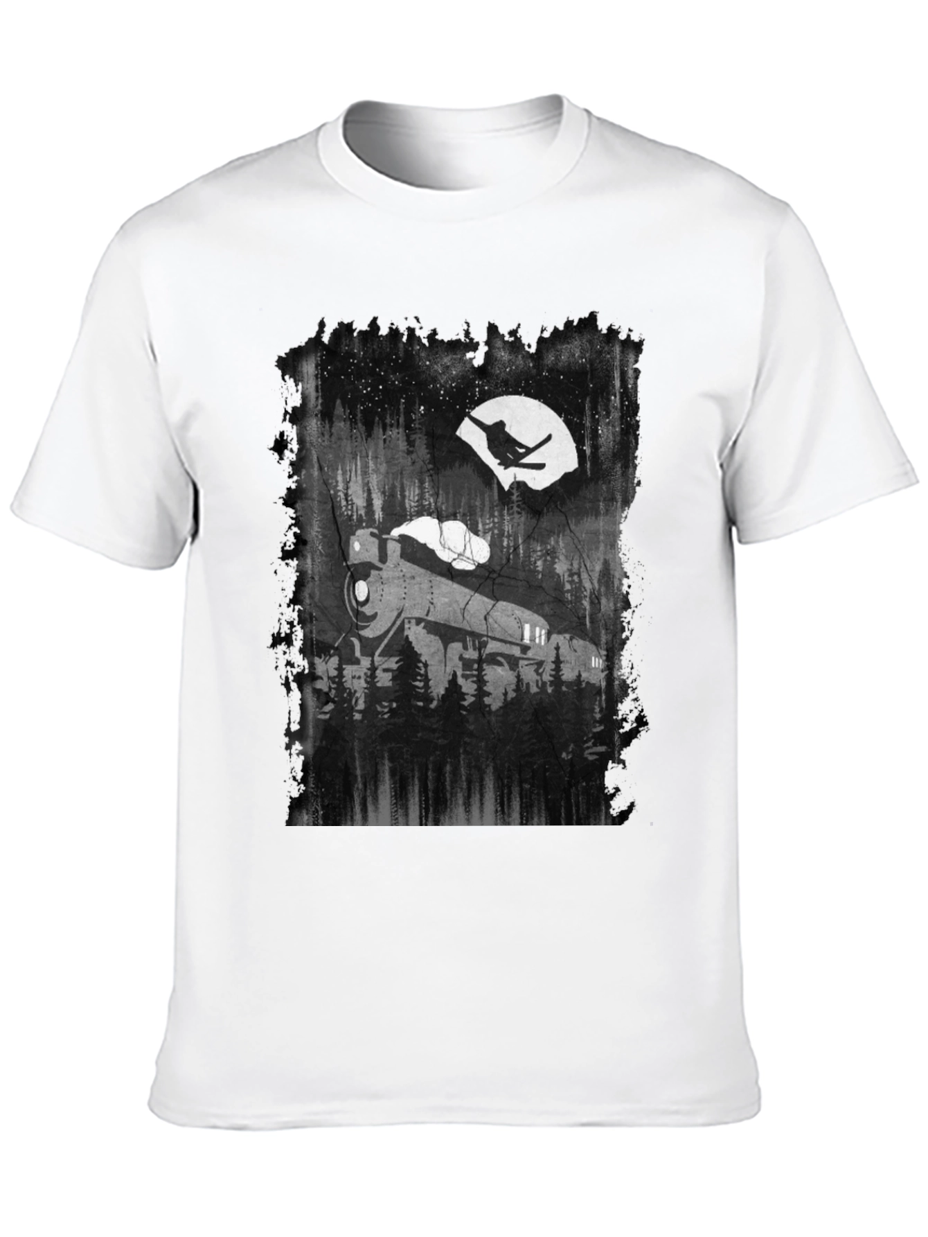Train in Moonlight Graphic Tee - Black Cotton T-Shirt