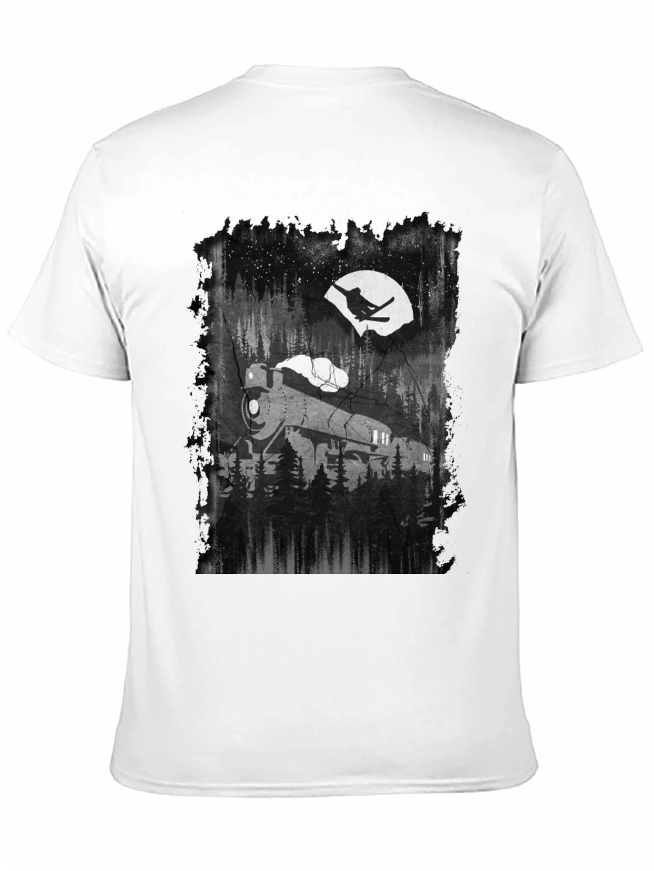 Train in Moonlight Graphic Tee - Black Cotton T-Shirt