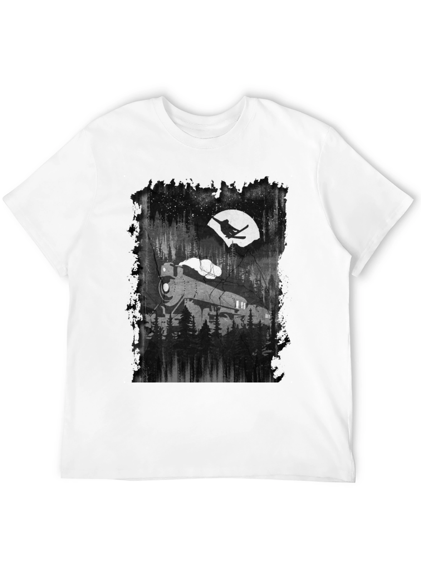 Train in Moonlight Graphic Tee - Black Cotton T-Shirt