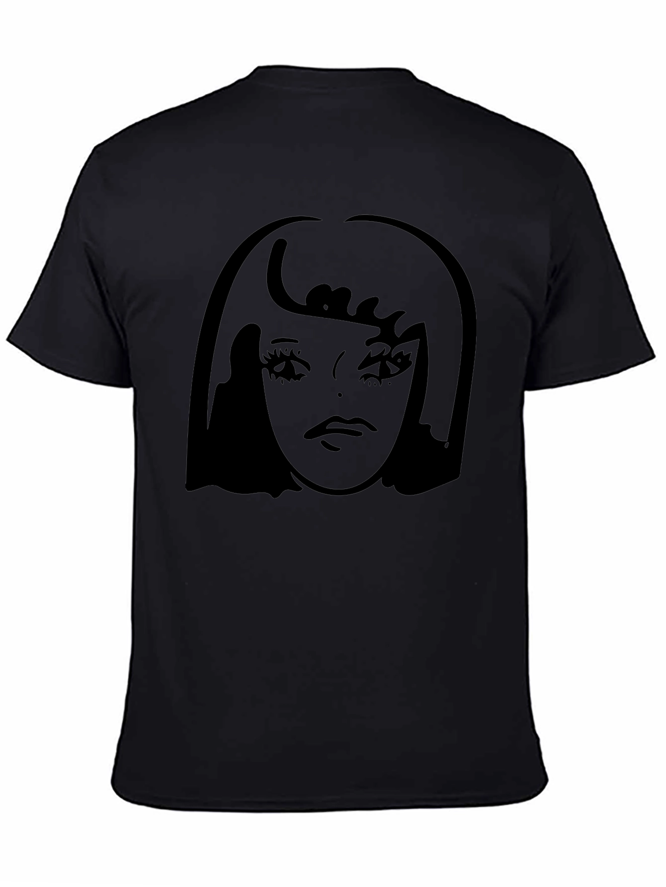 Black Graphic Tee - Retro Girl Silhouette T-Shirt