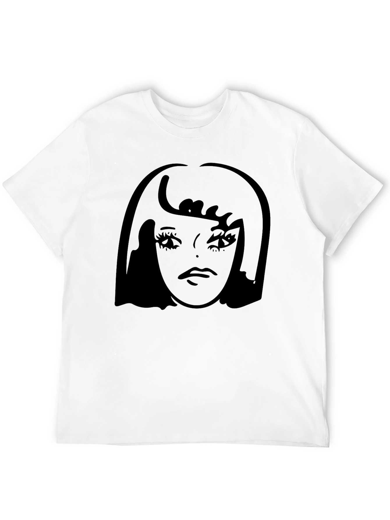 Black Graphic Tee - Retro Girl Silhouette T-Shirt