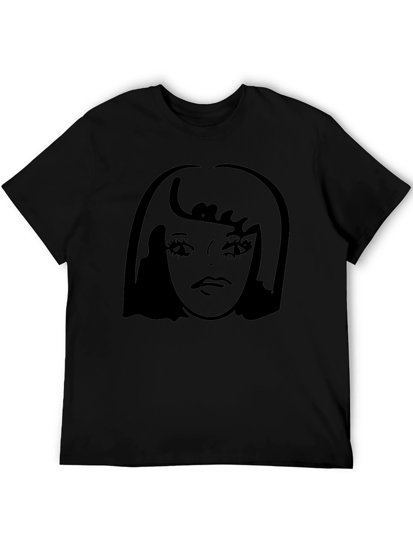 Black Graphic Tee - Retro Girl Silhouette T-Shirt