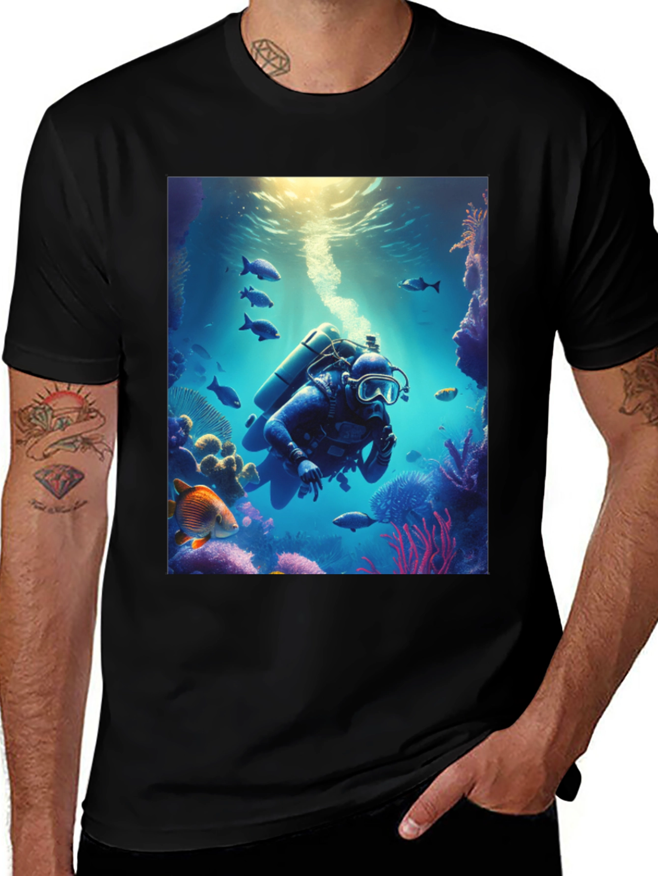 Scuba Diver Underwater Adventure Black T-Shirt