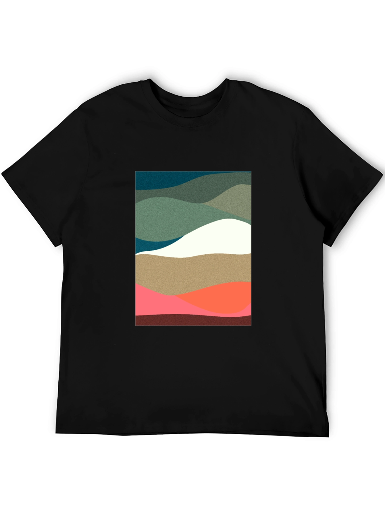 Abstract Wave Pattern Black T-Shirt
