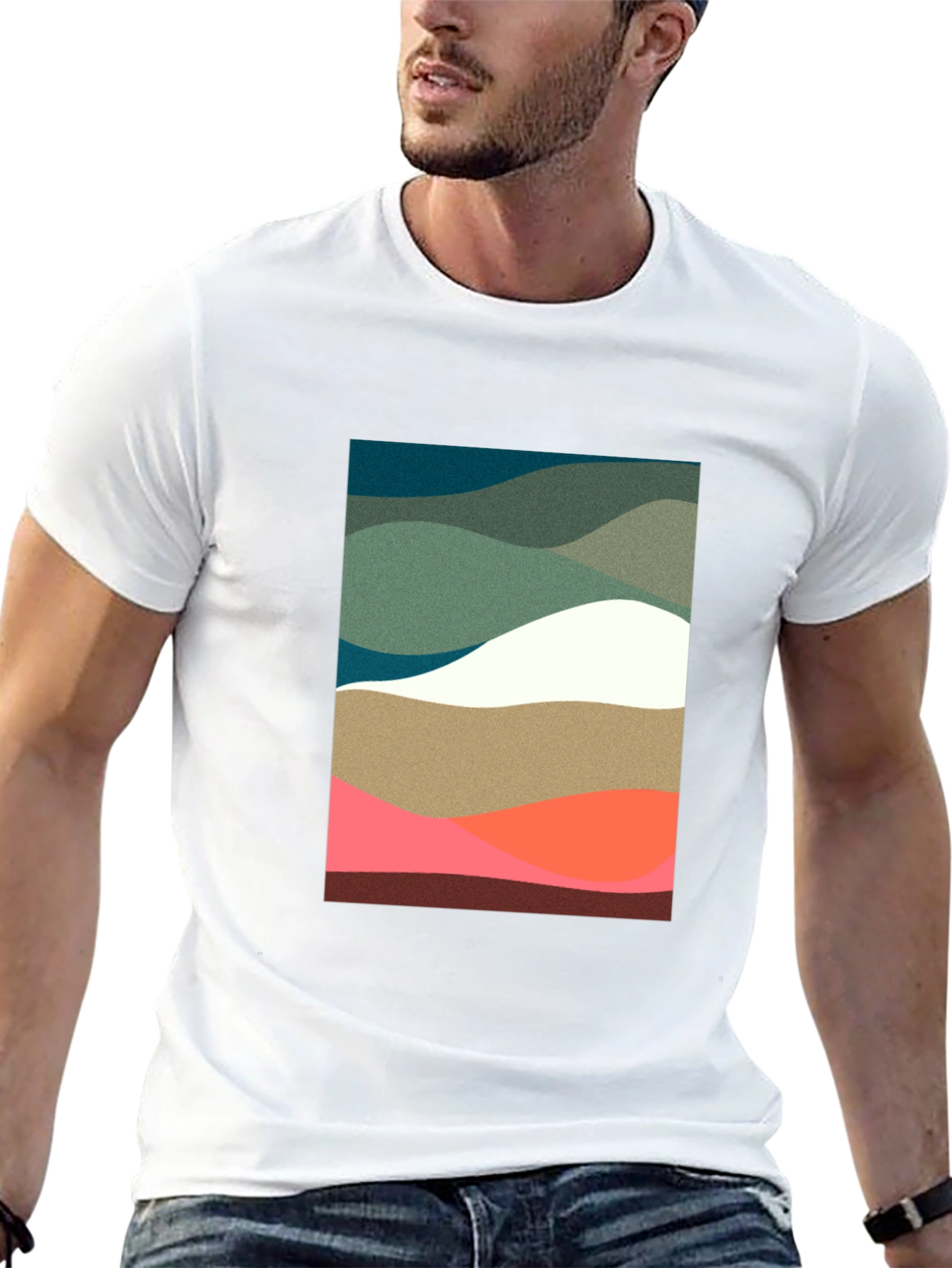 Abstract Wave Pattern Black T-Shirt