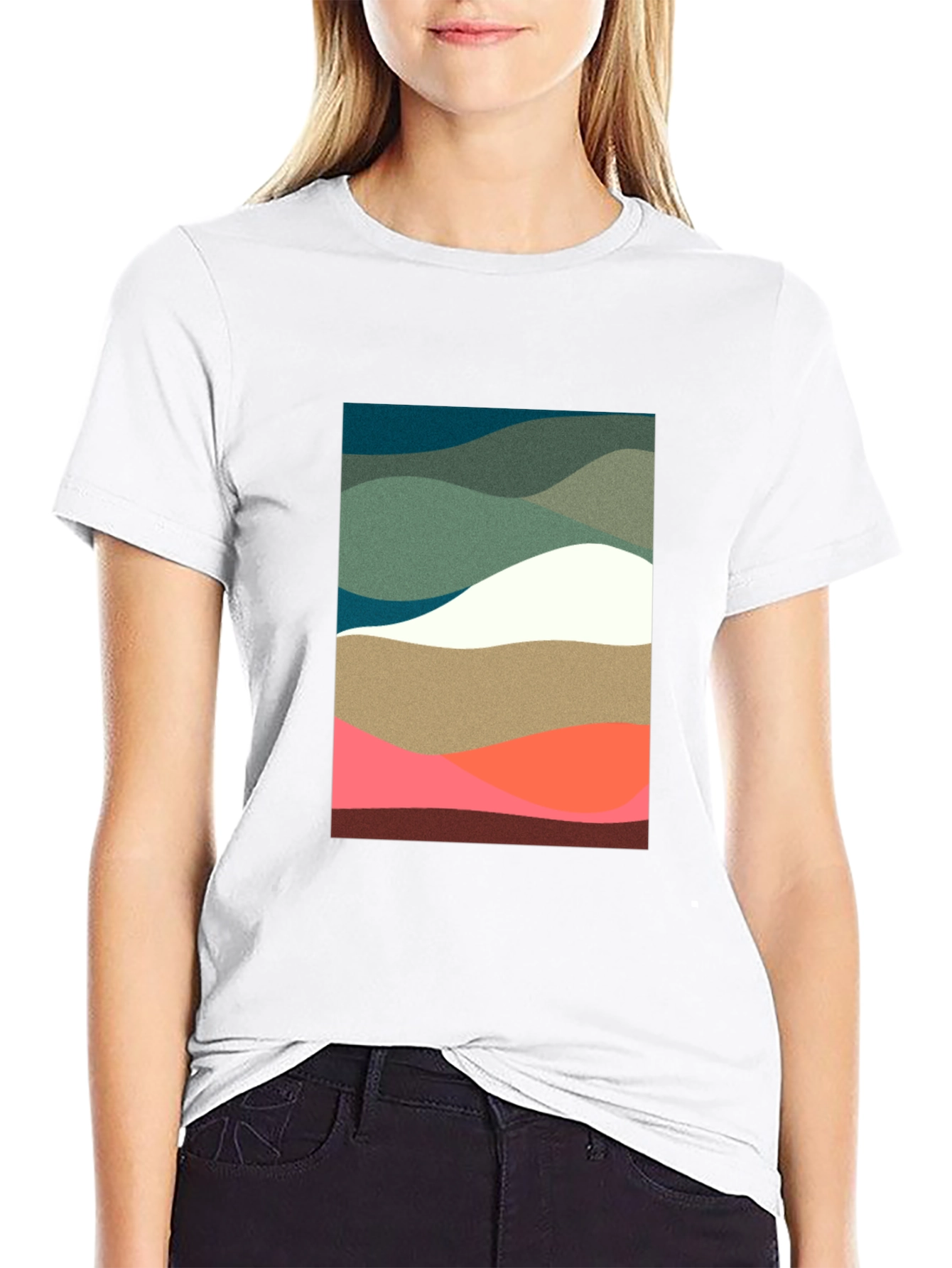 Abstract Wave Pattern Black T-Shirt