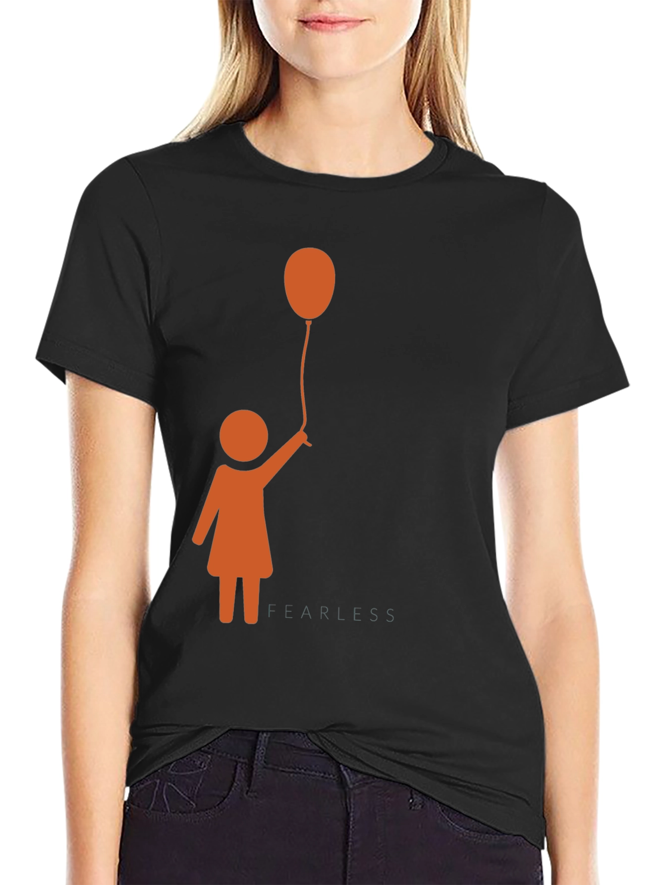 Girl With Balloon Graphic Tee - Trendy Casual Top