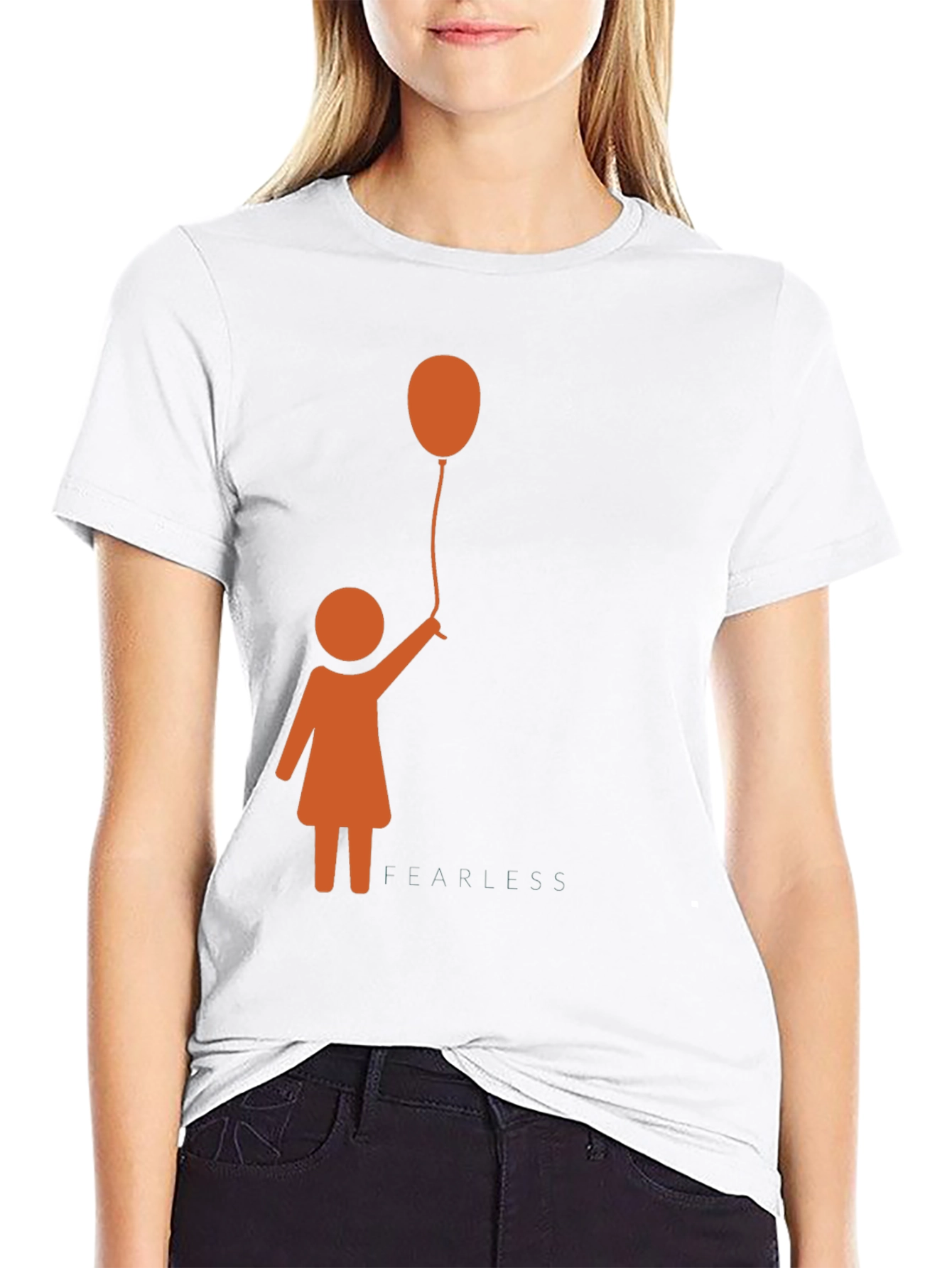 Girl With Balloon Graphic Tee - Trendy Casual Top