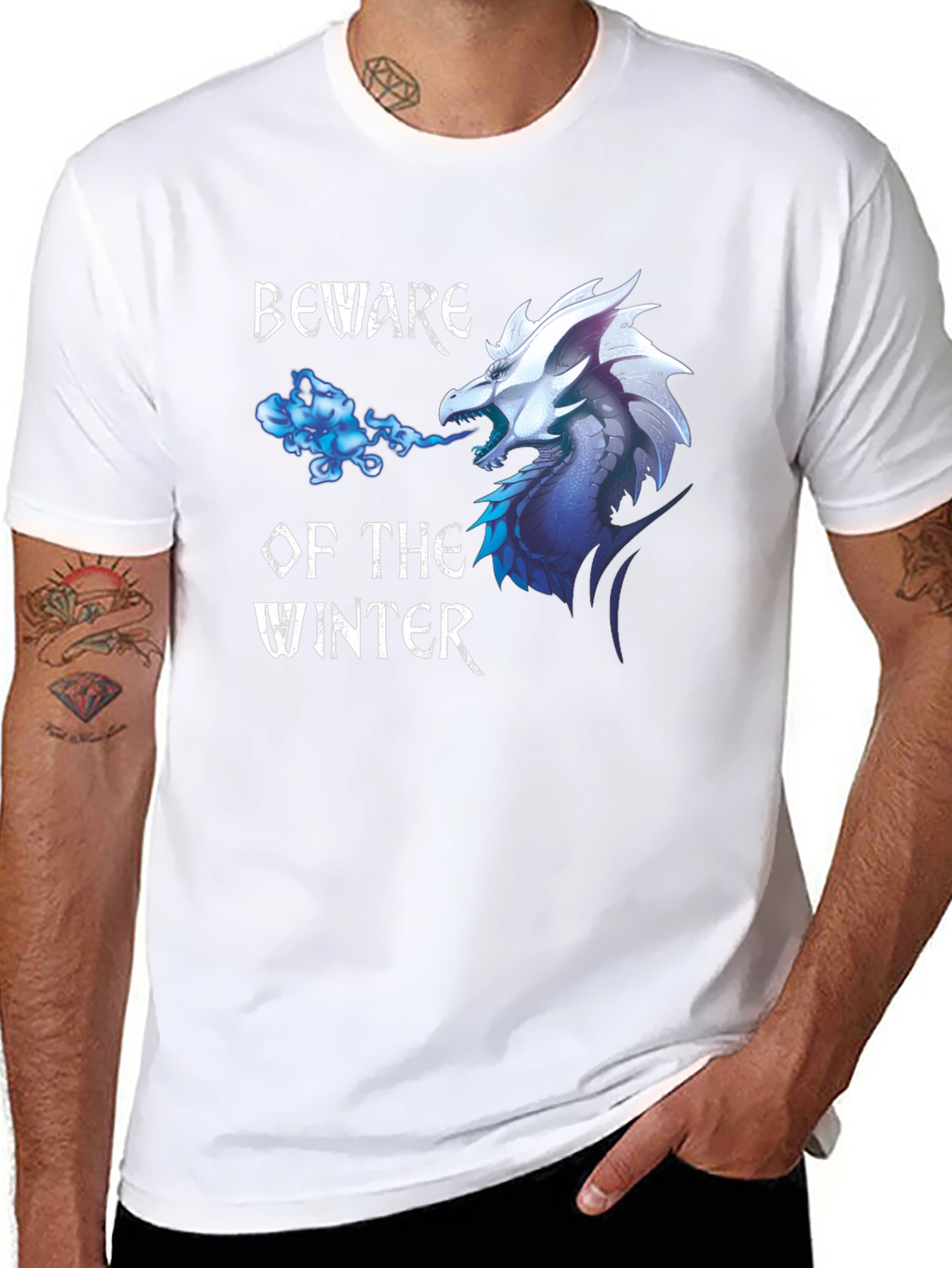 Beware Winter Dragon Graphic Print Tee
