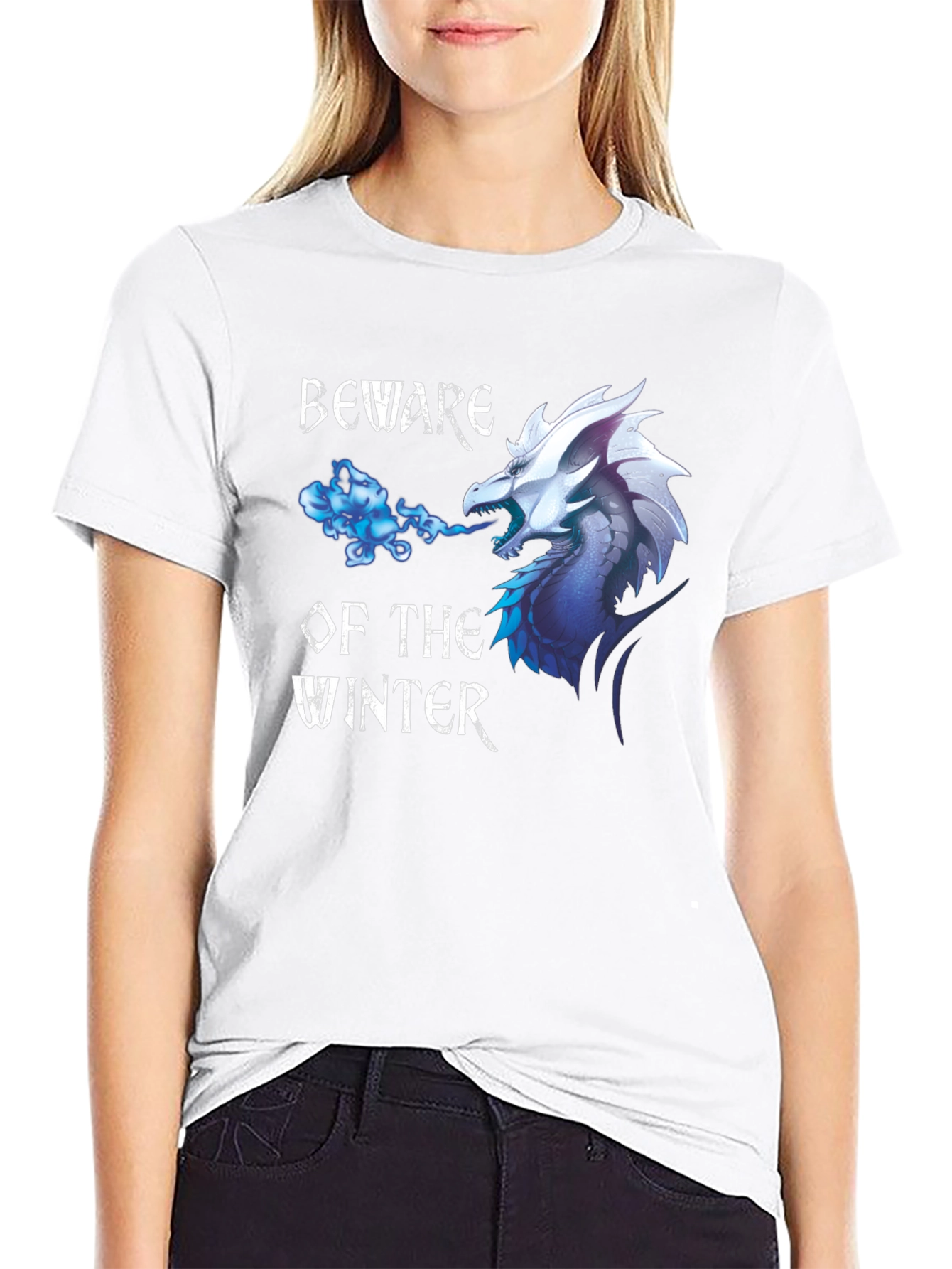 Beware Winter Dragon Graphic Print Tee