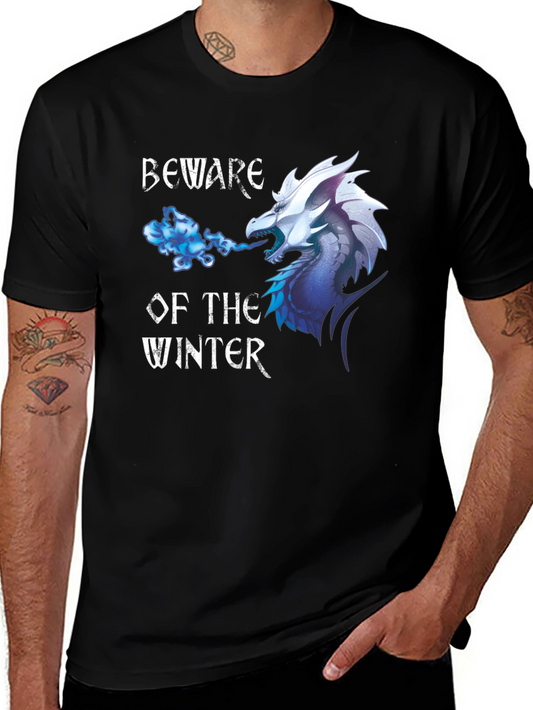 Beware Winter Dragon Graphic Print Tee