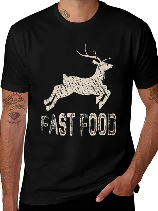 Fast Food Deer Graphic T-Shirt