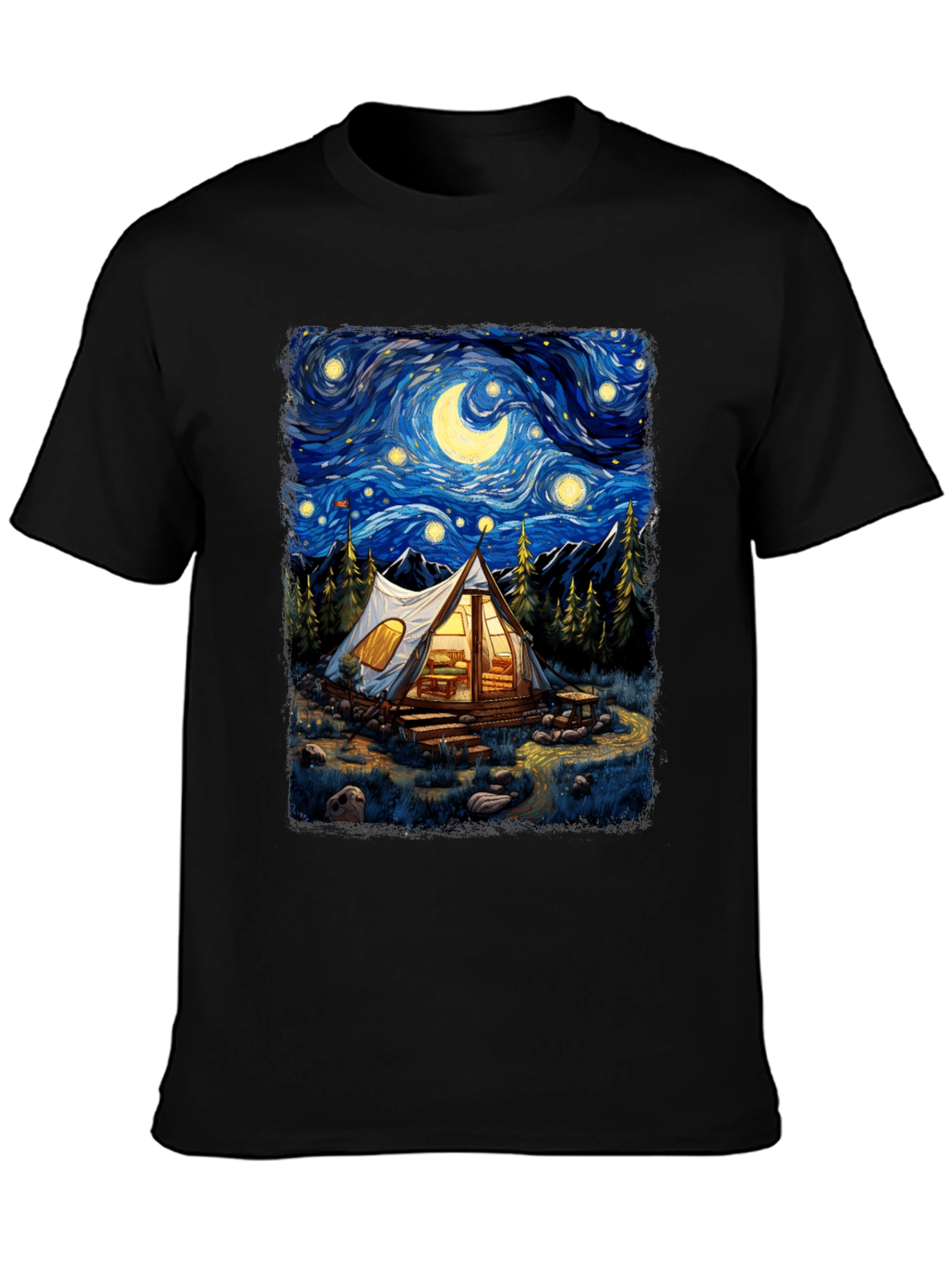 Starry Night Camping Graphic Tee