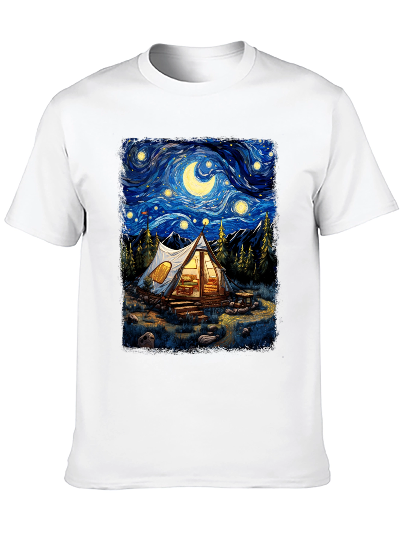 Starry Night Camping Graphic Tee