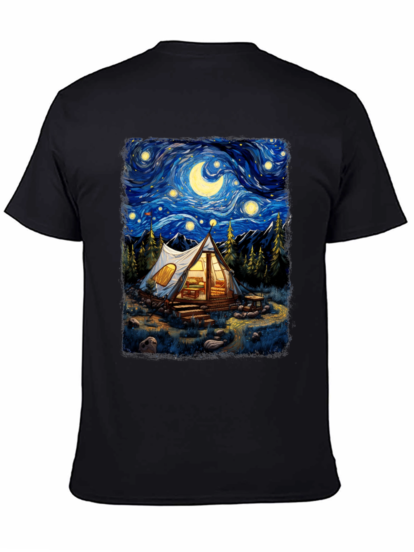 Starry Night Camping Graphic Tee