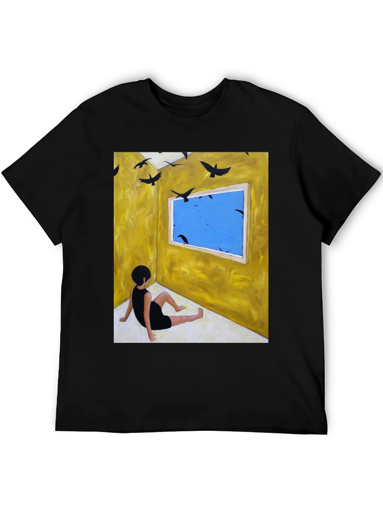 Artistic Crow Window Graphic Tee