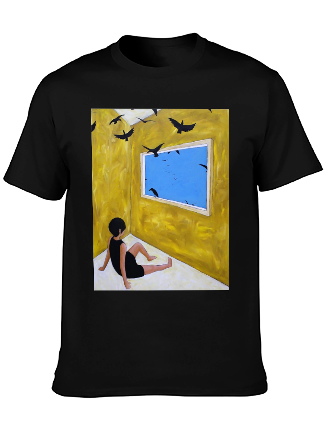 Artistic Crow Window Graphic Tee