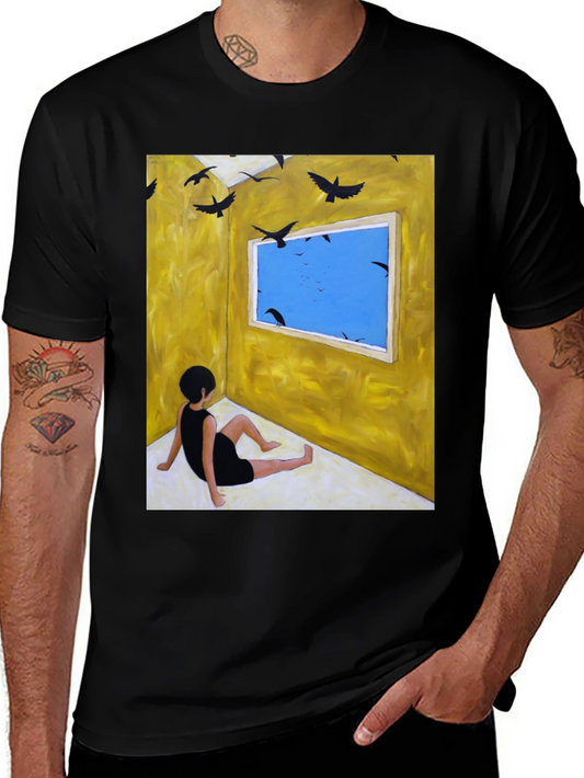 Artistic Crow Window Graphic Tee