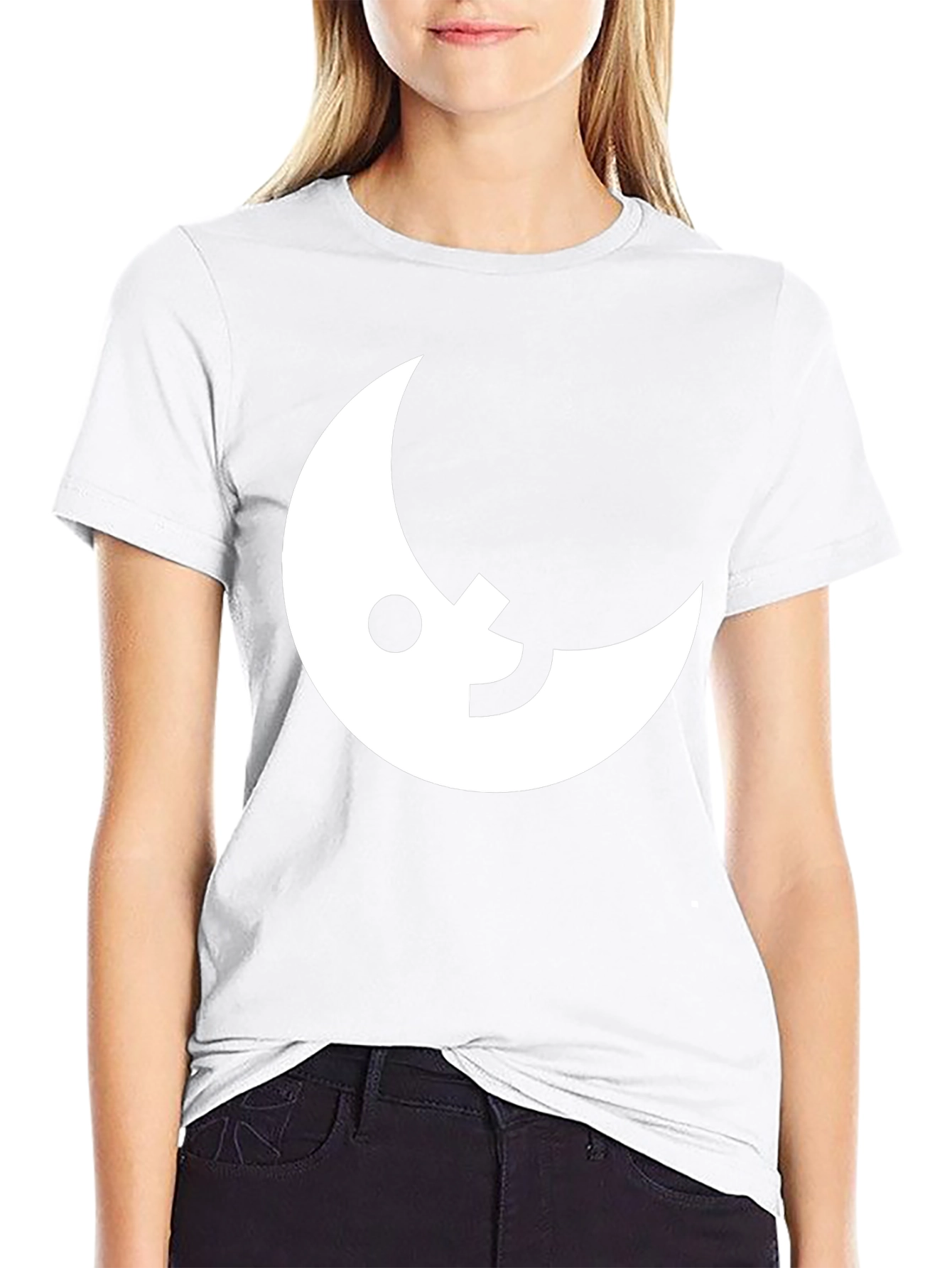 Modern Moon Graphic Tee - Black Cotton Blend