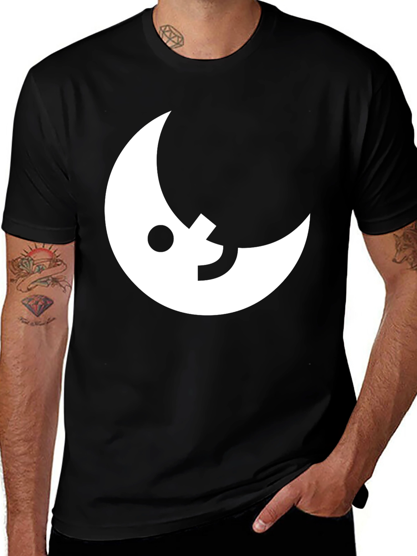 Modern Moon Graphic Tee - Black Cotton Blend