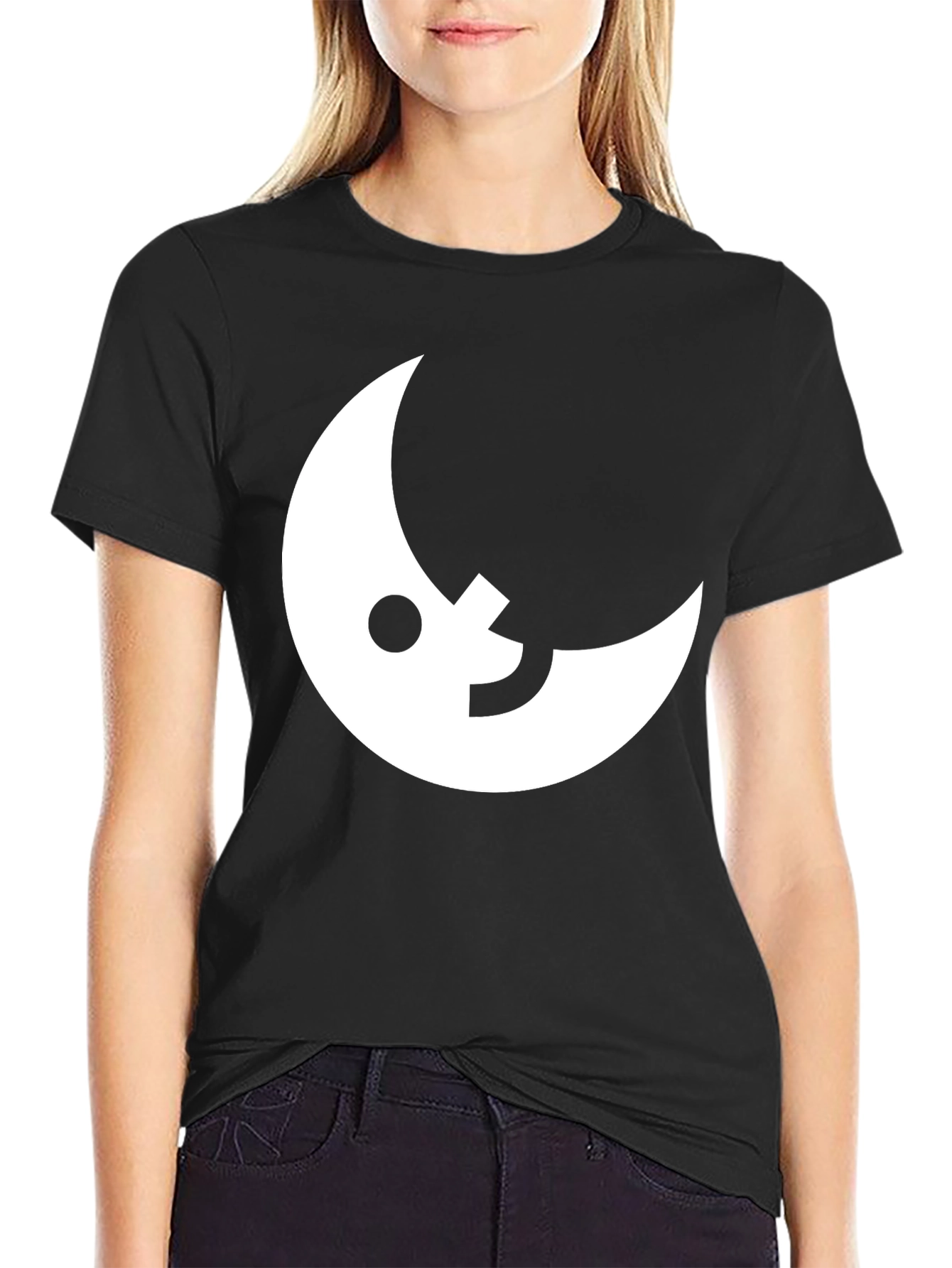 Modern Moon Graphic Tee - Black Cotton Blend