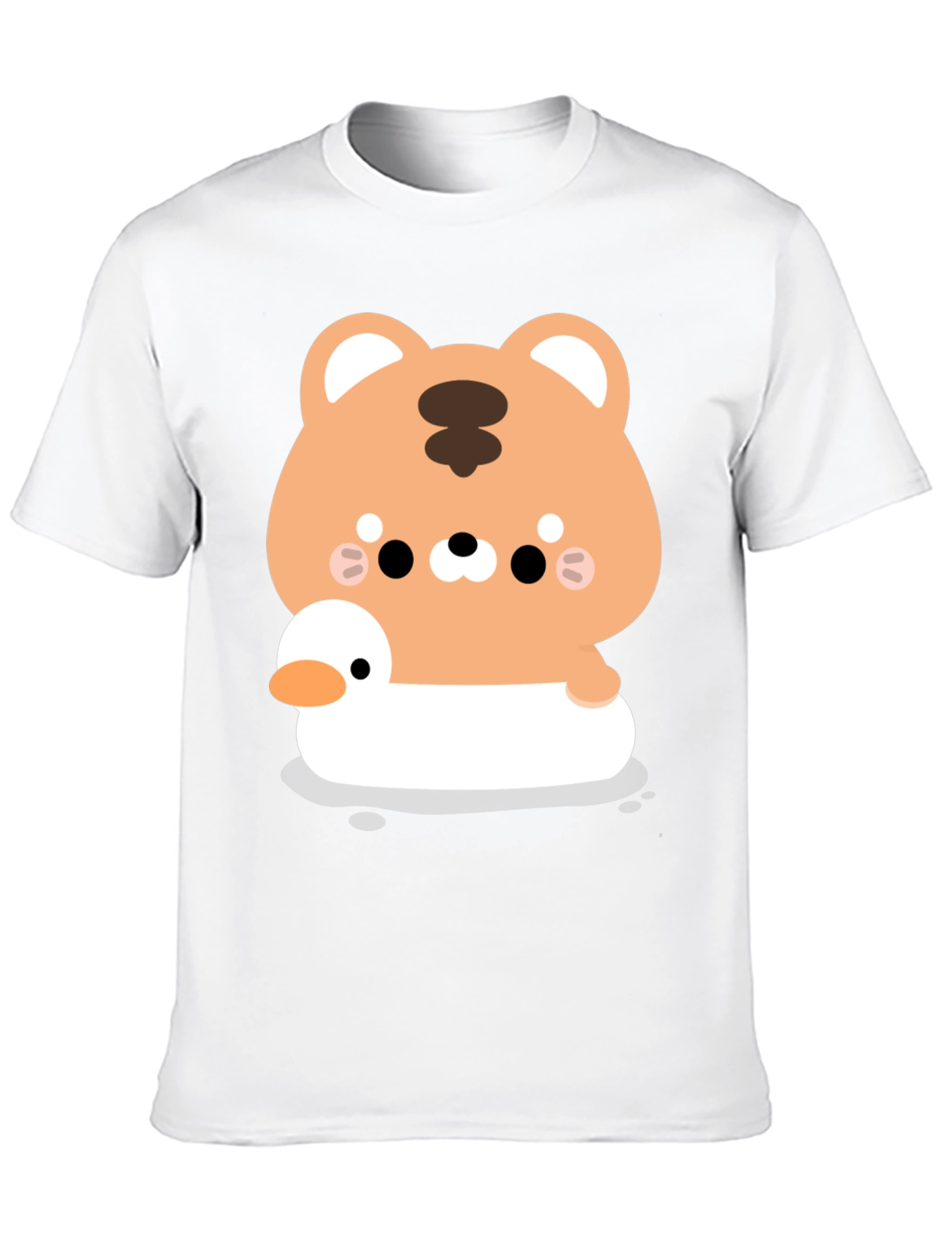 Cute Tiger on Duck T-Shirt