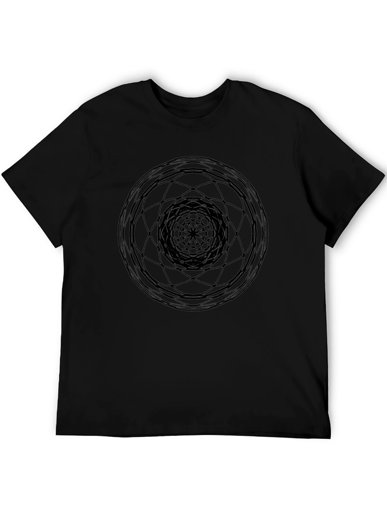 Geometric Circle Graphic Tee - Black Cotton T-Shirt