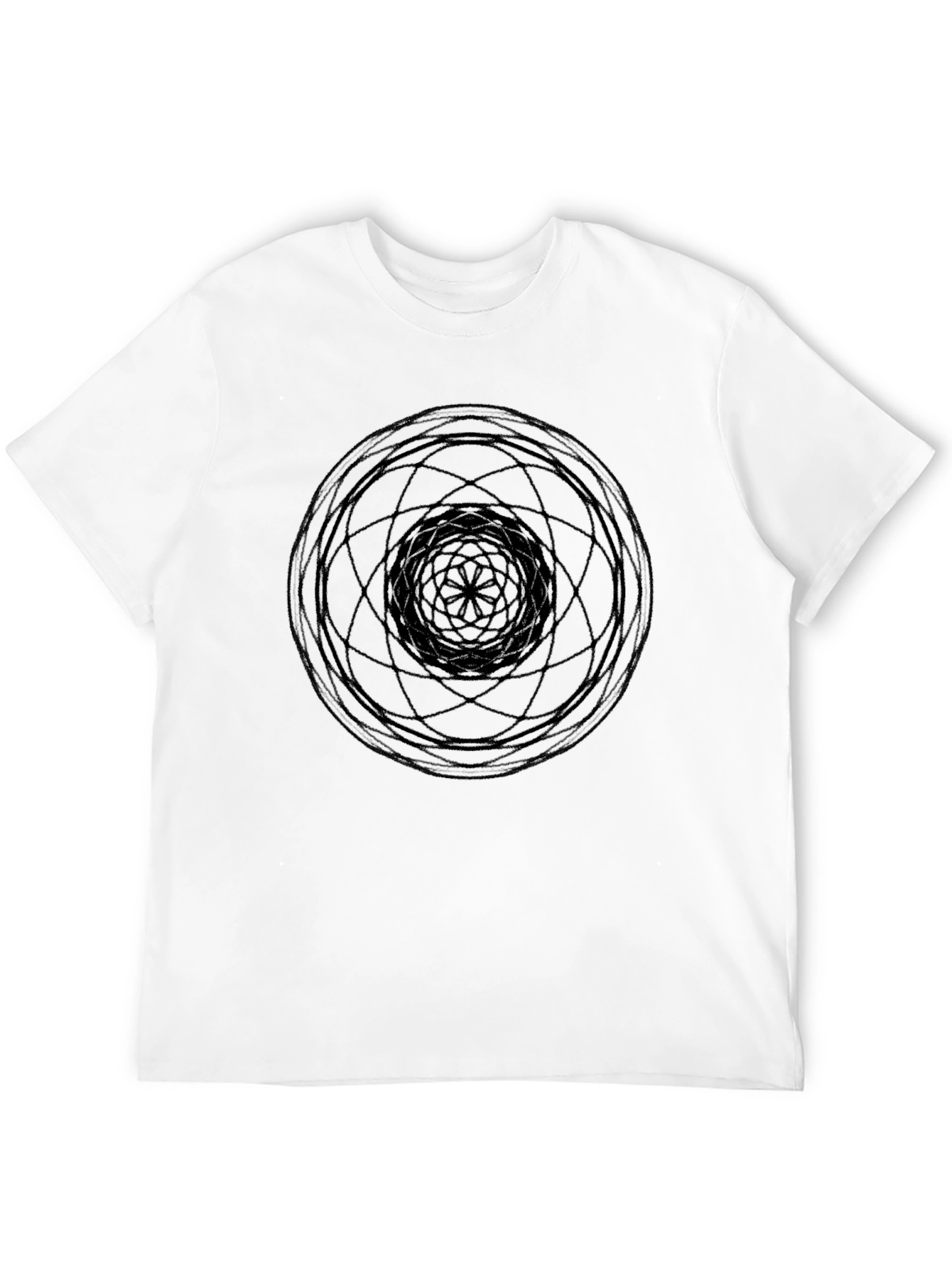 Geometric Circle Graphic Tee - Black Cotton T-Shirt